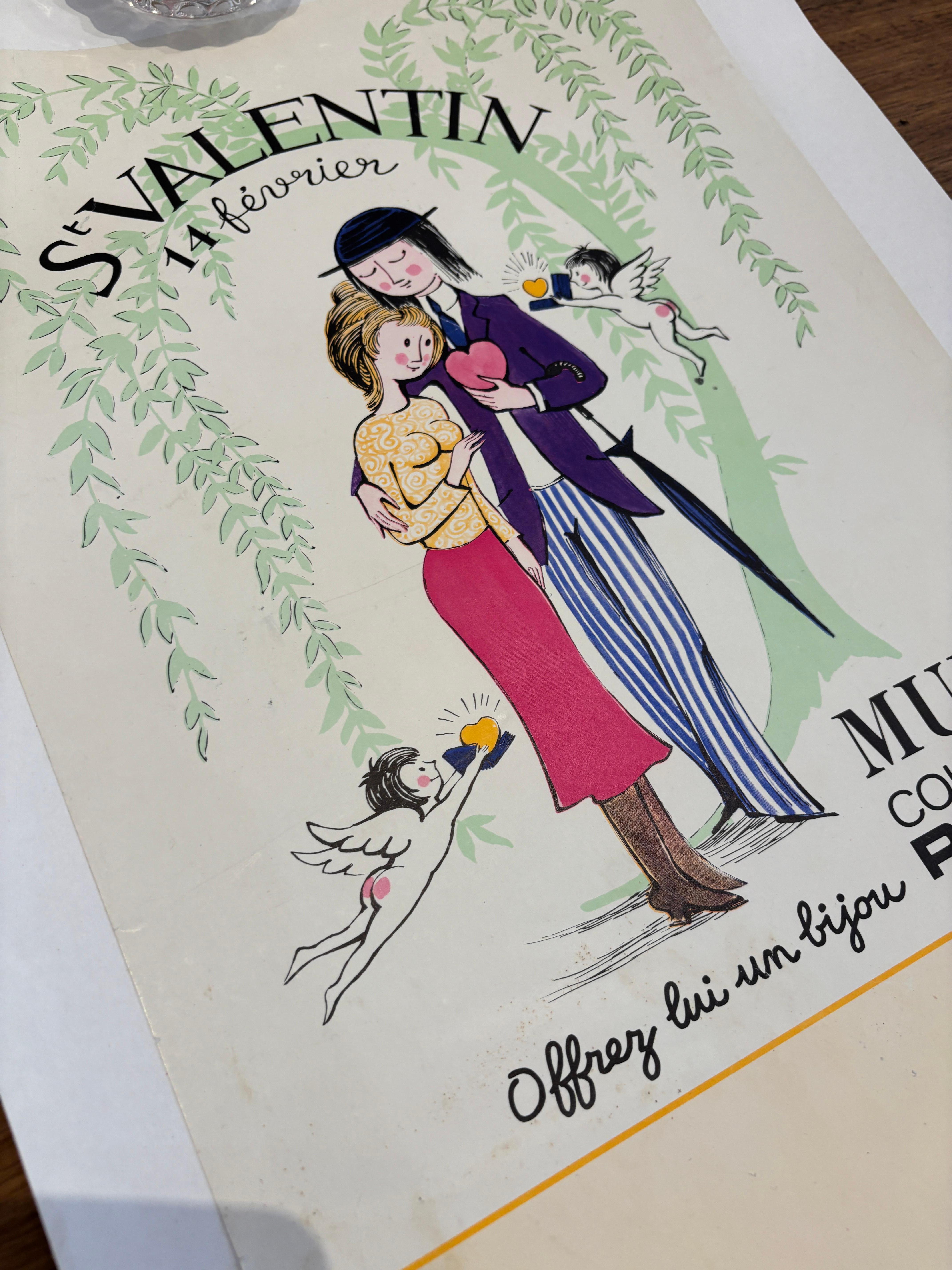Il s'agit d'une affiche vintage originale du célèbre artiste illustrateur français, Raymond Peynet.

Raymond Peynet (1908-1999) est un artiste français célèbre pour ses illustrations romantiques et sentimentales. Il est surtout connu pour 