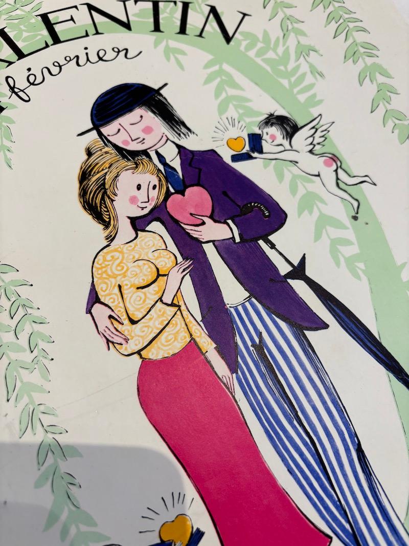 French Peynet ‘Saint Valentine’ Murat Collection Original Vintage Poster, Circa 1970  For Sale