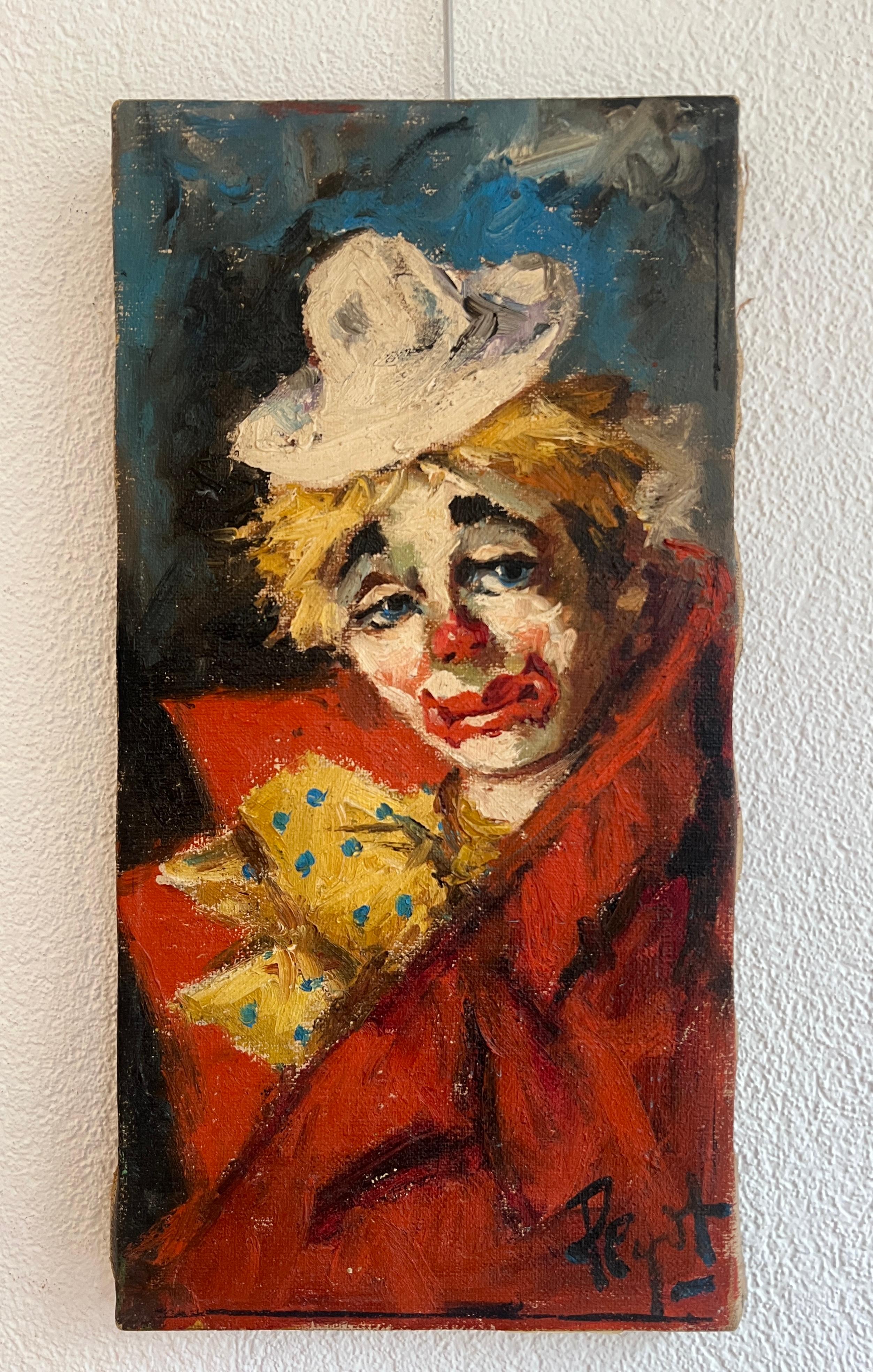 Sad clown - Painting by Peyot