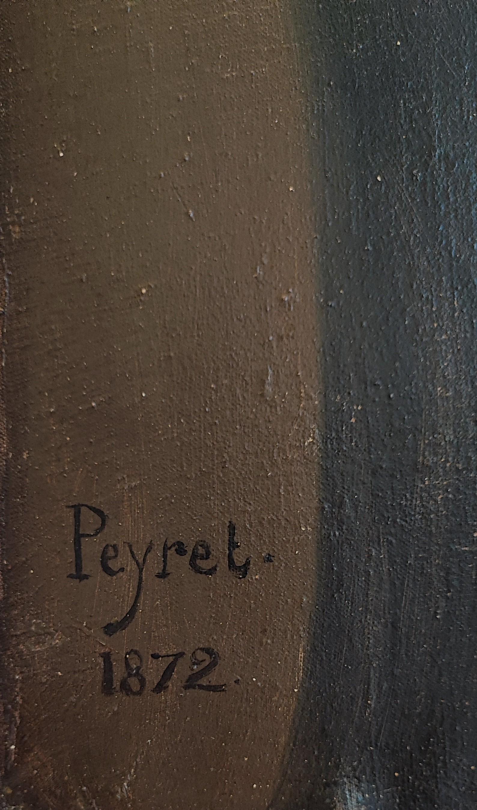Porträt eines Mannes mit Beinen (Schwarz), Portrait Painting, von Peyret S.
