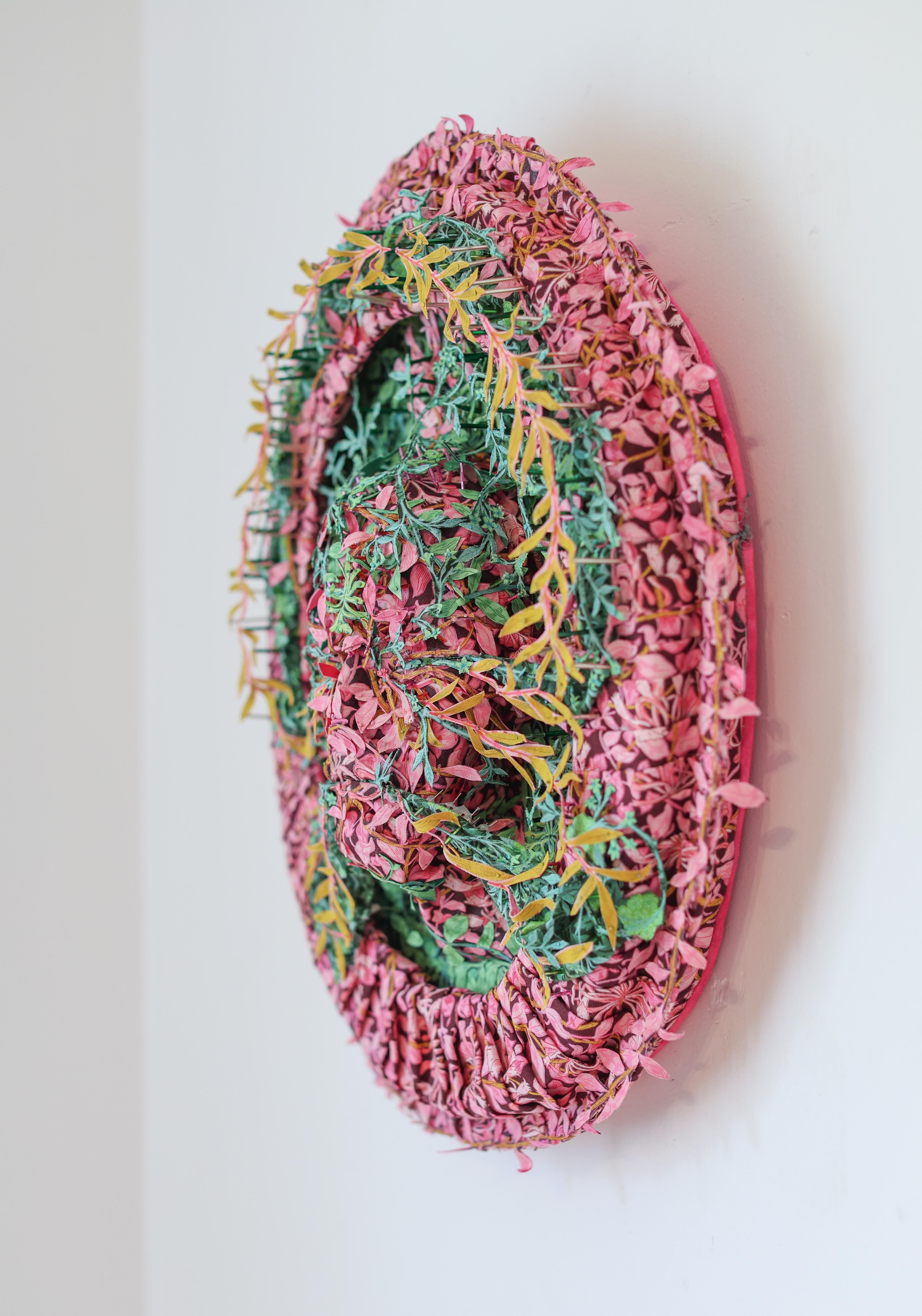Peyton Pickenpaugh says of her work…

In my work, I explore the hidden histories of women, feminist reinterpretations of myth, and the spiritual resonance of materiality. Through layered textiles, modular ceramics and found heirlooms, I build