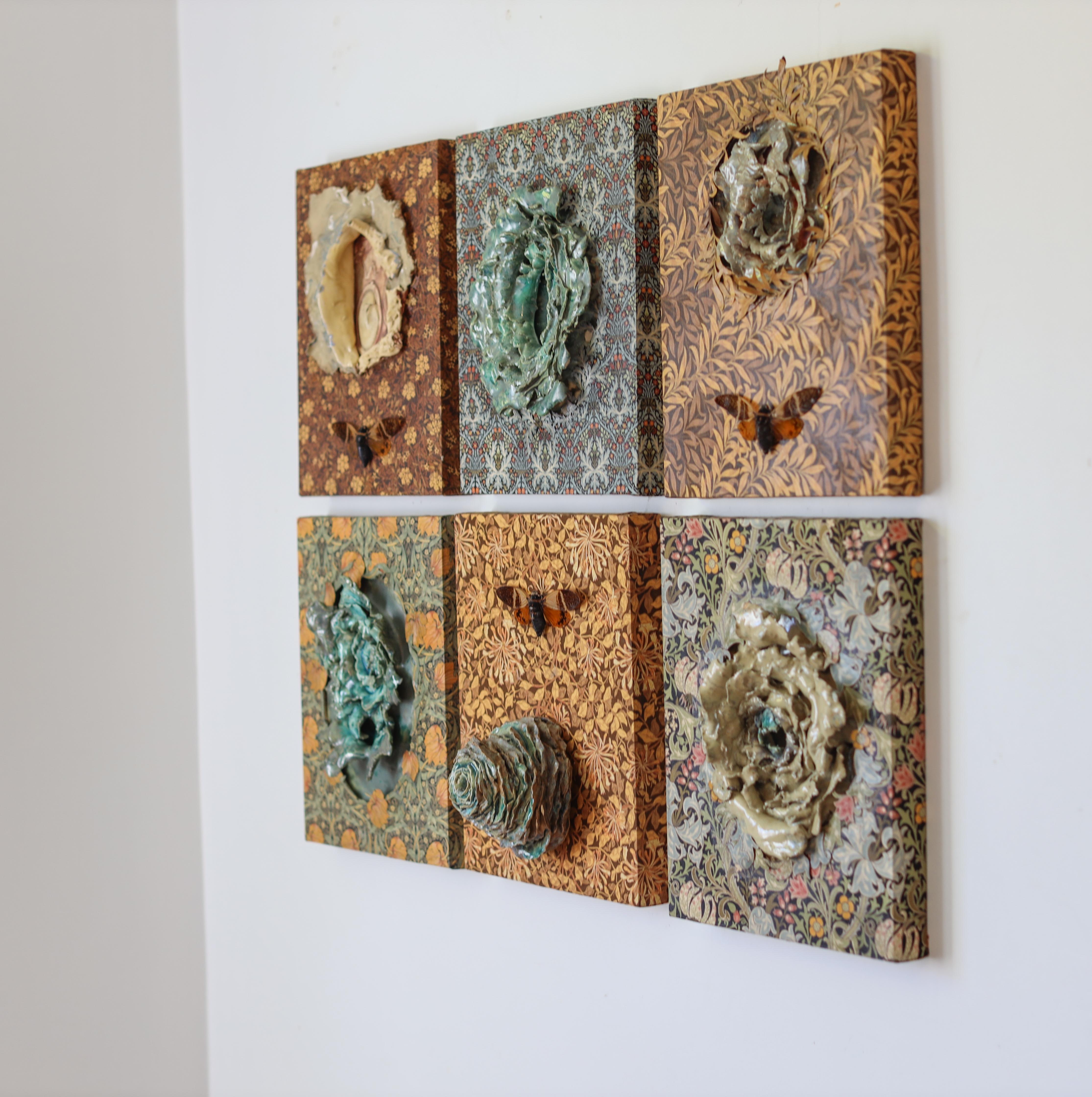 Peyton Pickenpaugh says of her work…

In my work, I explore the hidden histories of women, feminist reinterpretations of myth, and the spiritual resonance of materiality. Through layered textiles, modular ceramics and found heirlooms, I build
