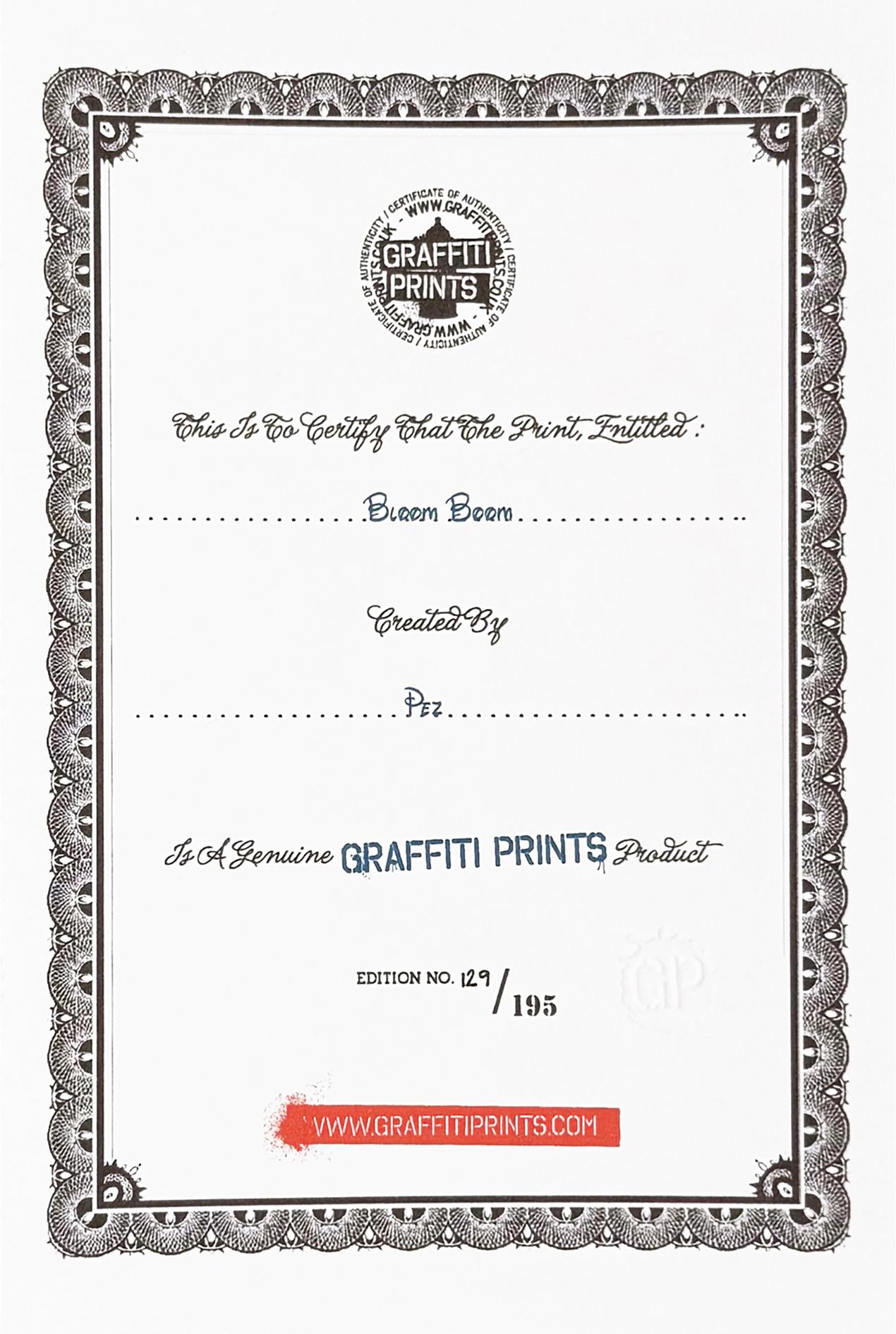 Bloom Boom (gerahmter, handsignierter Siebdruck) – Print von Pez Pierre Yves Riveau