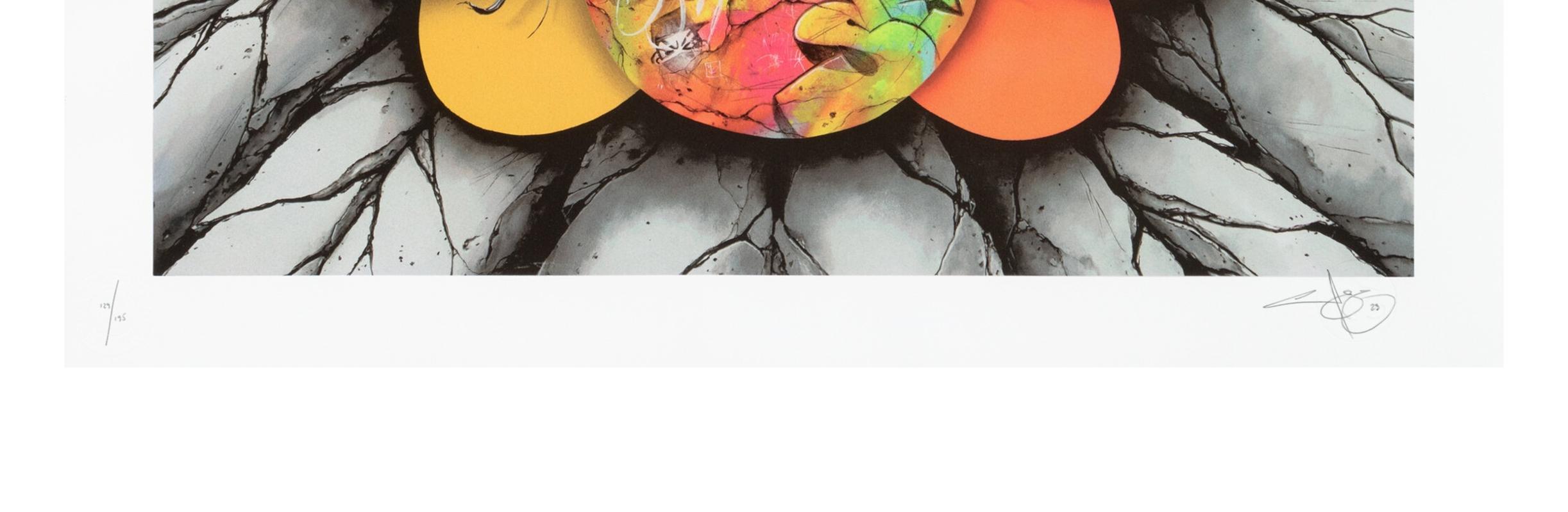 Bloom Boom (gerahmter, handsignierter Siebdruck) (Streetart), Print, von Pez Pierre Yves Riveau