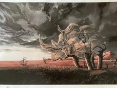 Mirage Surrealist Art Print Rhino