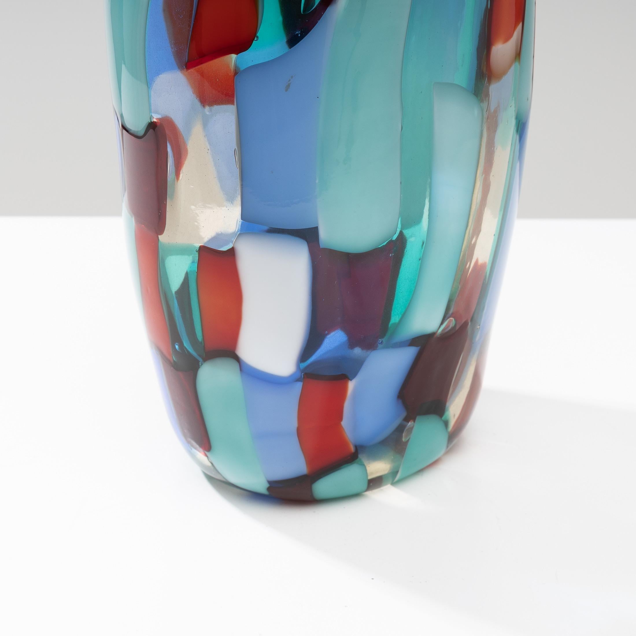 Mid-20th Century Pezzato Arlechino Bottle Shaped Vase by Fulvio Bianconi, Model 4319, Venini For Sale