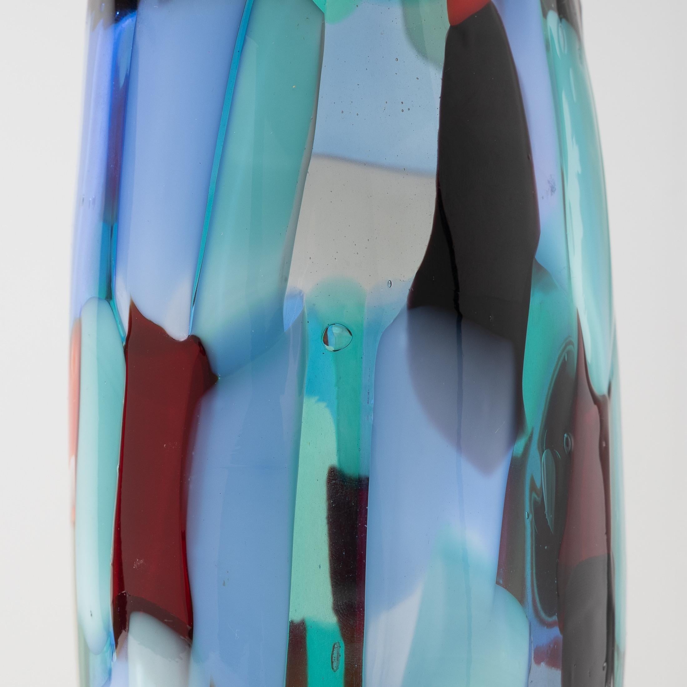 Glass Pezzato Arlechino Bottle Shaped Vase by Fulvio Bianconi, Model 4319, Venini For Sale
