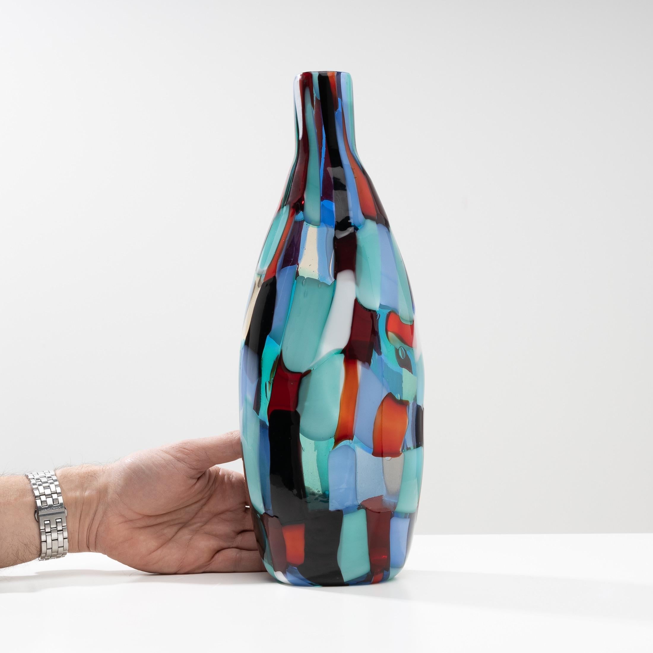 Pezzato Arlechino Bottle Shaped Vase by Fulvio Bianconi, Model 4319, Venini For Sale 2