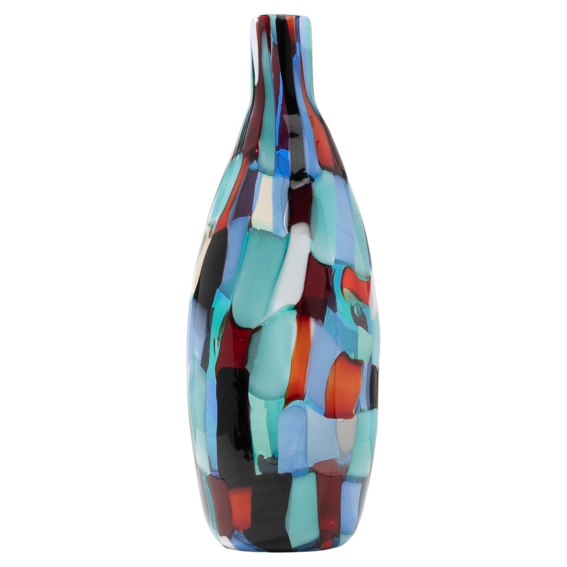 Pezzato Arlechino Bottle Shaped Vase by Fulvio Bianconi, Model 4319, Venini For Sale