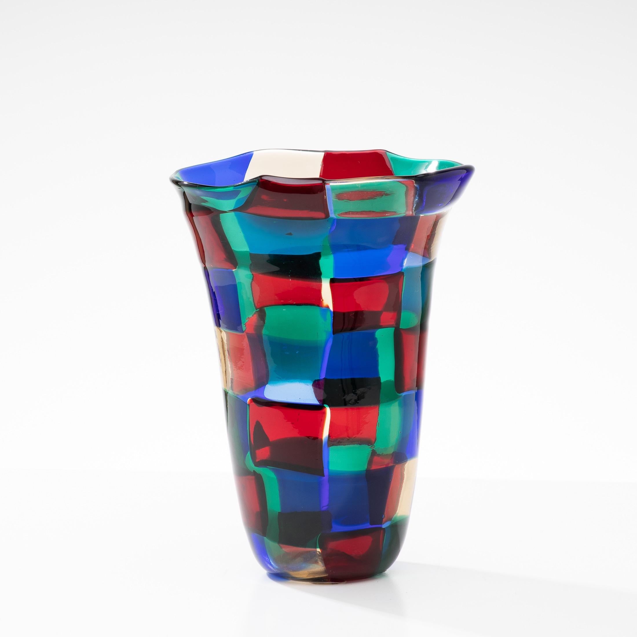 Mid-Century Modern Pezzato Vase by Fulvio Bianconi, Color Variant “Parigi”, Venini Murano, Italy