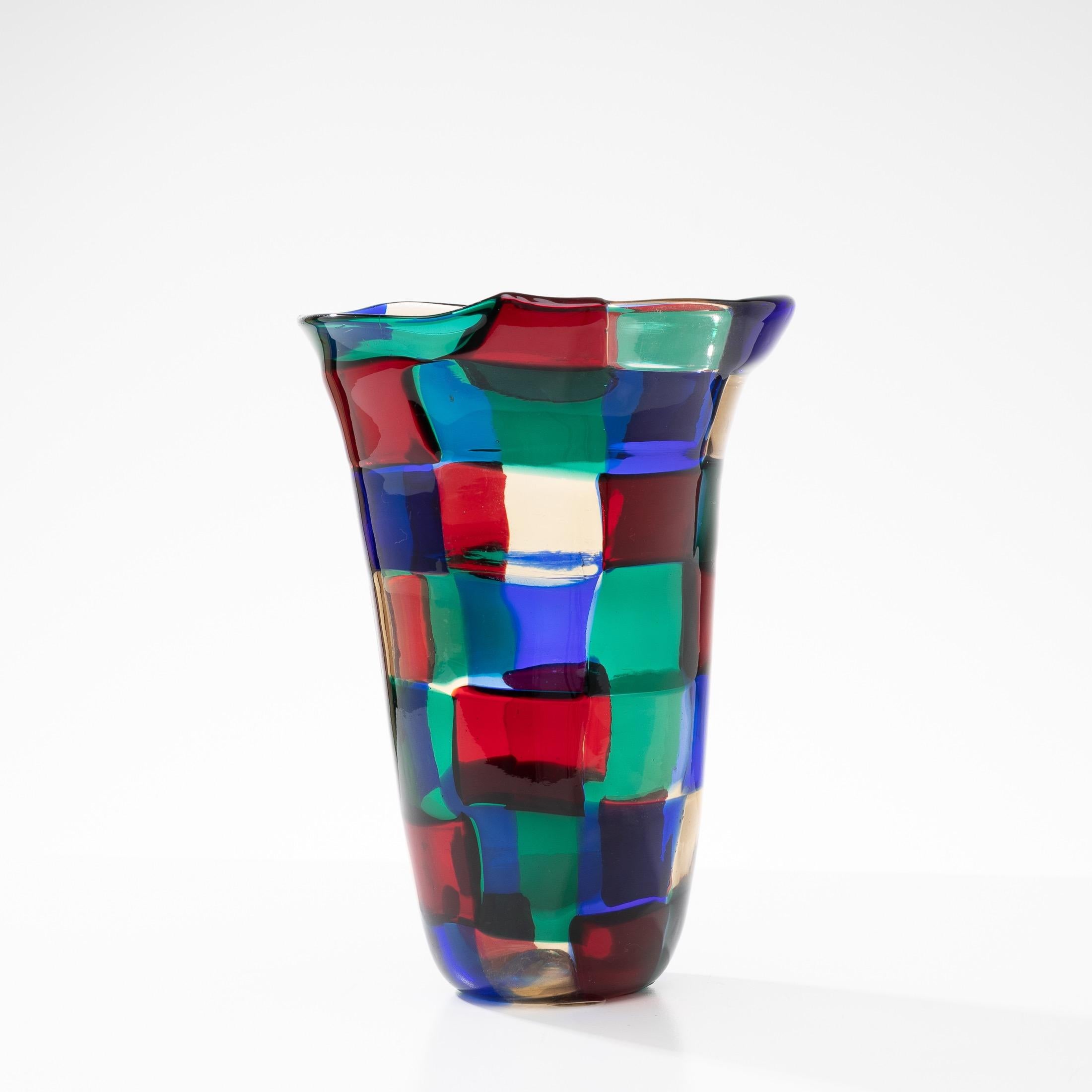 20th Century Pezzato Vase by Fulvio Bianconi, Color Variant “Parigi”, Venini Murano, Italy
