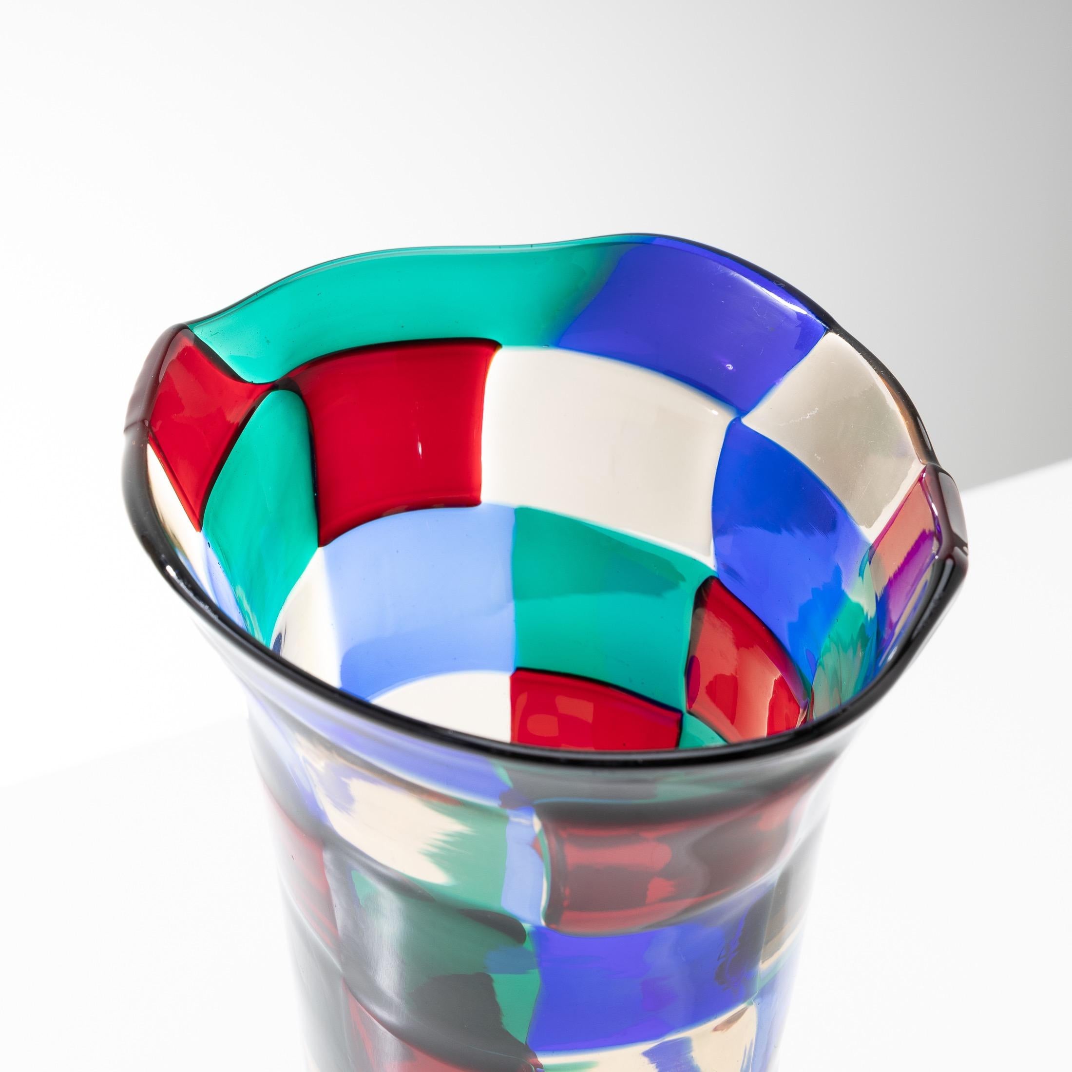 Glass Pezzato Vase by Fulvio Bianconi, Color Variant “Parigi”, Venini Murano, Italy