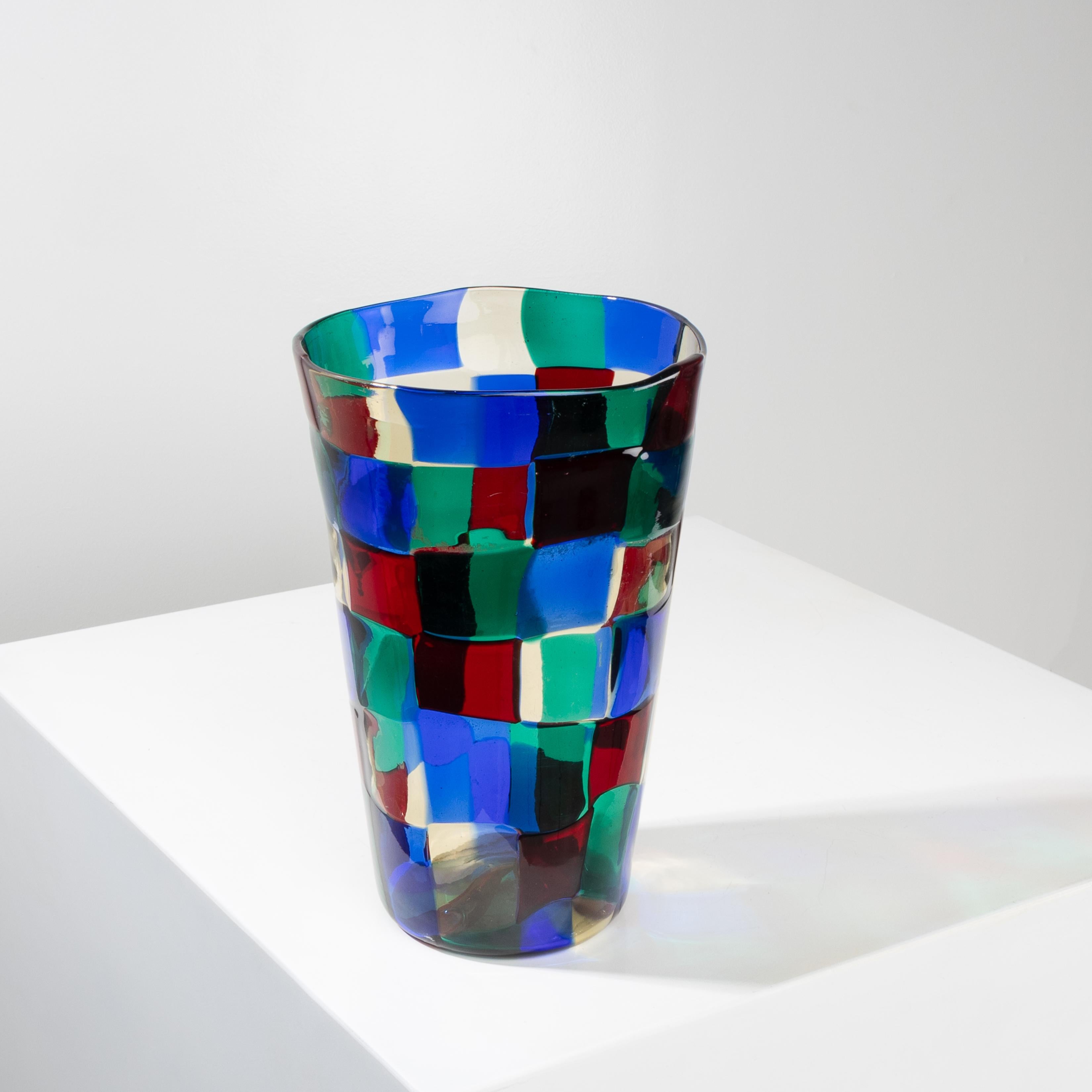 Italiano Vaso Pezzato di Fulvio Bianconi variante colore Parigi - Venini Murano in vendita