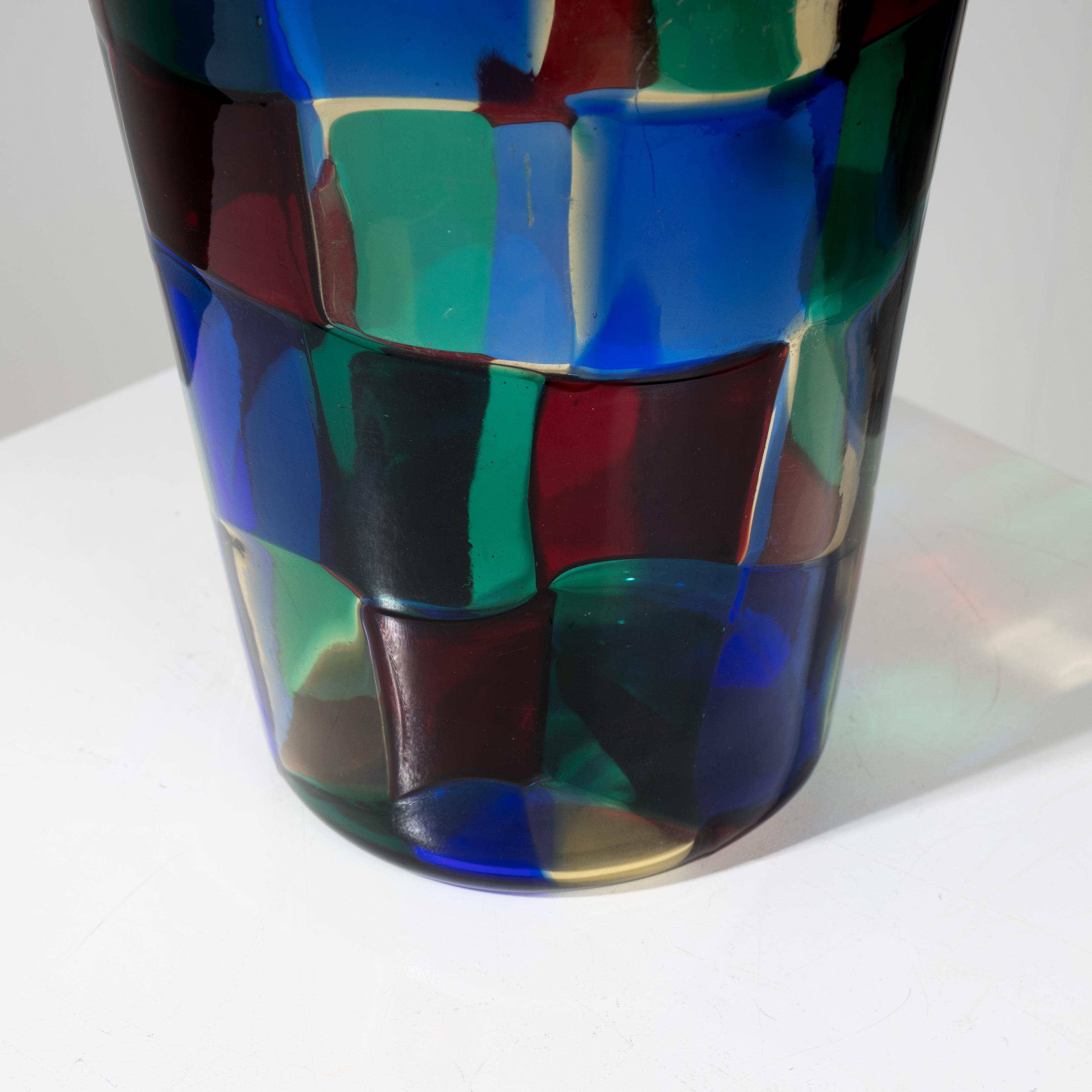Vetro soffiato Vaso Pezzato di Fulvio Bianconi variante colore Parigi - Venini Murano in vendita