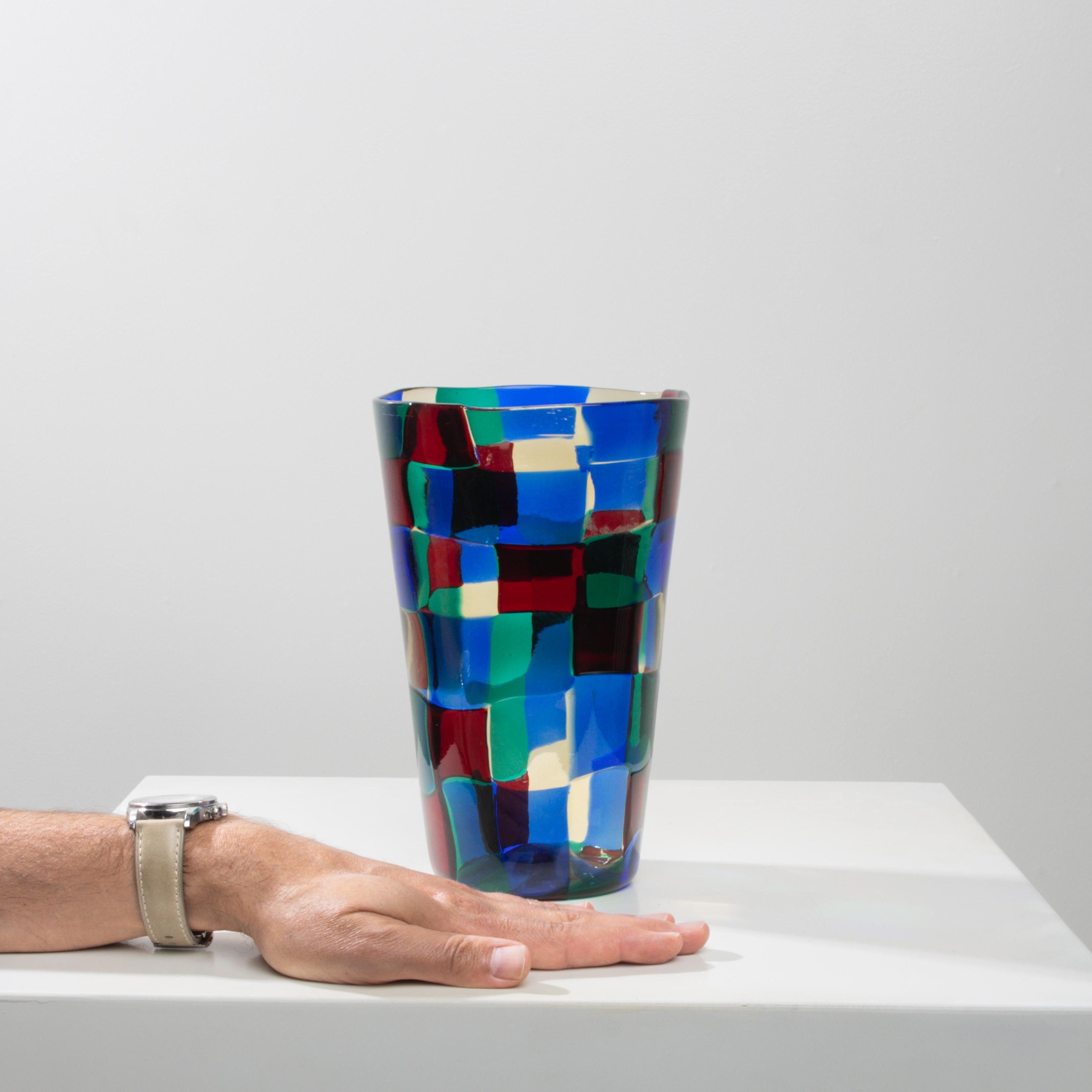 Vaso Pezzato di Fulvio Bianconi variante colore Parigi - Venini Murano in vendita 1
