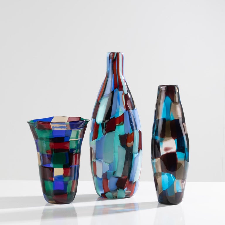 Glass Pezzato Vase by Fulvio Bianconi, Referenced under Number 4393, Venini Murano For Sale
