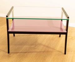 PEZZI UNICI: Coppia di Comodini in legno laccato e vetro, Anni '70