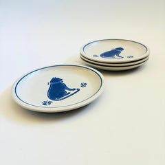 Pfaltzgraff Yorktowne Stoneware Cat Salad or Dessert Plates - Set of 4