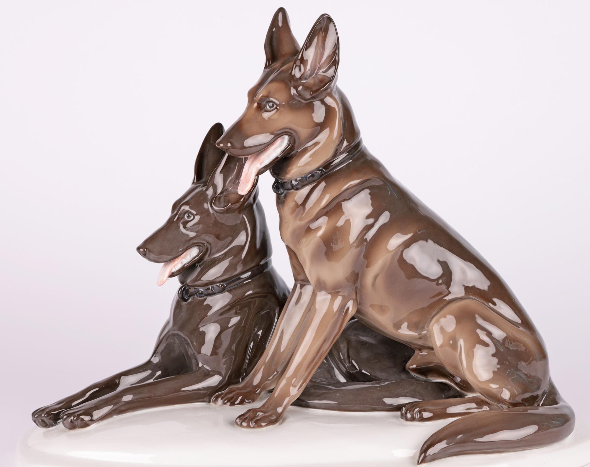 Pfeffer Gotha German Porcelain Two German Shepherd Dogs For Sale 11