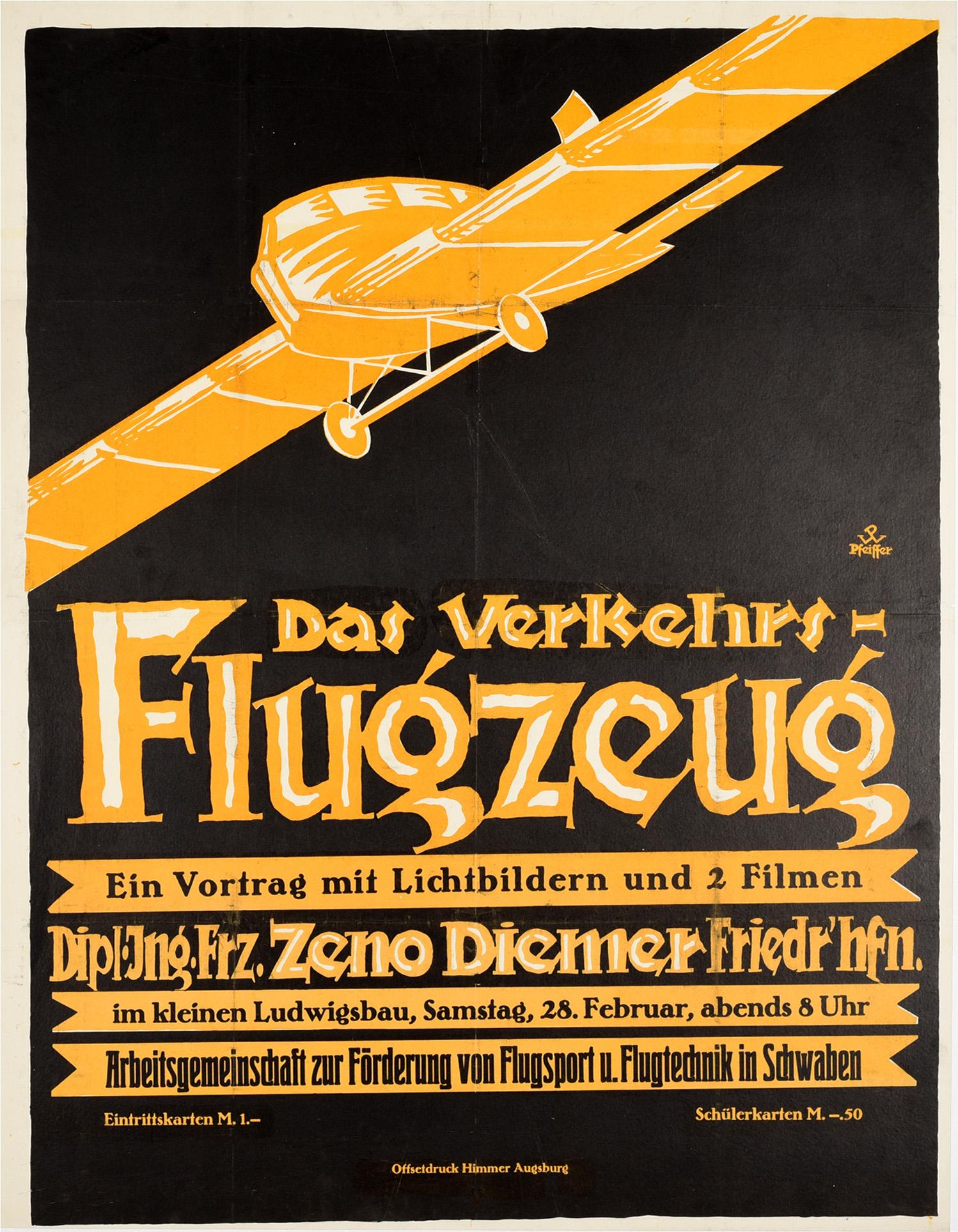 Pfeiffer Print - Original Vintage Poster Das Verkehrsflugzeug Airliner Lecture Photographs Films