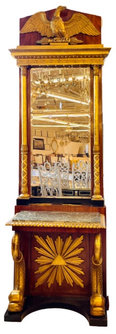 Console in legno dorato di mogano del XIX secolo con specchio, Neoclassico, P.G Bylanders