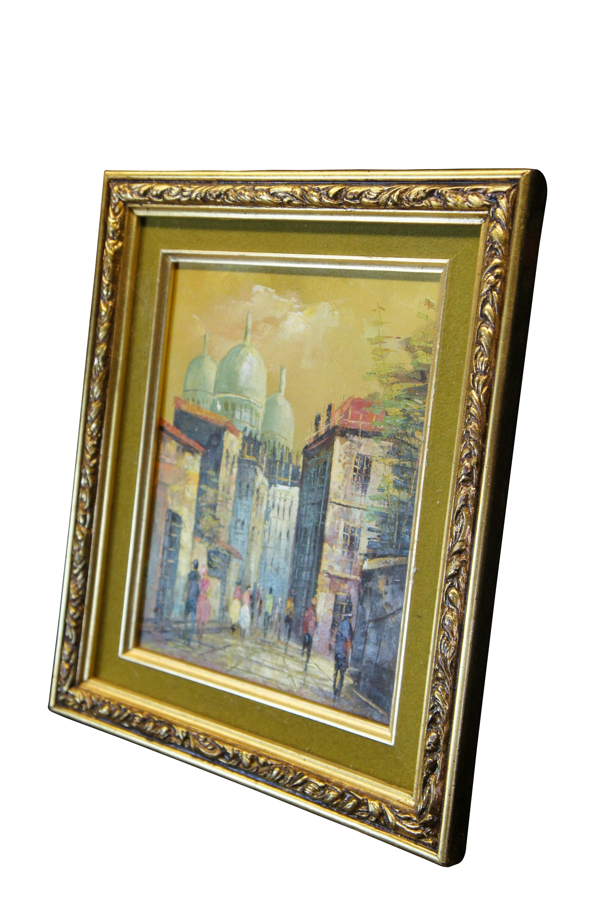 Mid-Century Modern P.G. Tiele Mid Century Impressionist Cityscape Painting Oil Canvas Temple Italy