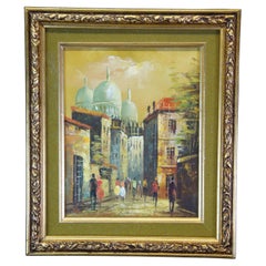 Used P.G. Tiele Mid Century Impressionist Cityscape Painting Oil Canvas Temple Italy