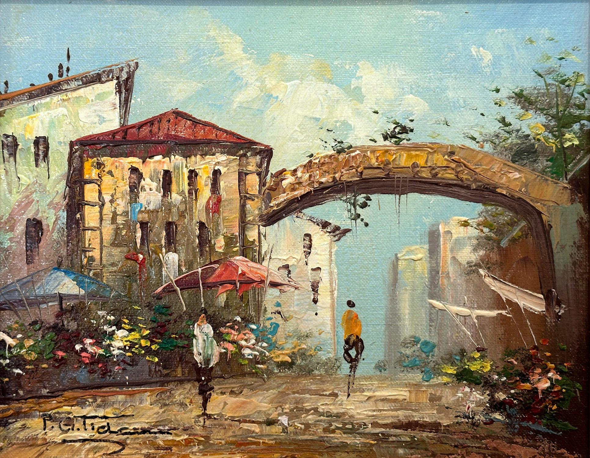 « Scène de rue de ville parisienne » Peinture à l'huile du milieu du 20e siècle - Painting de P.G Tiele