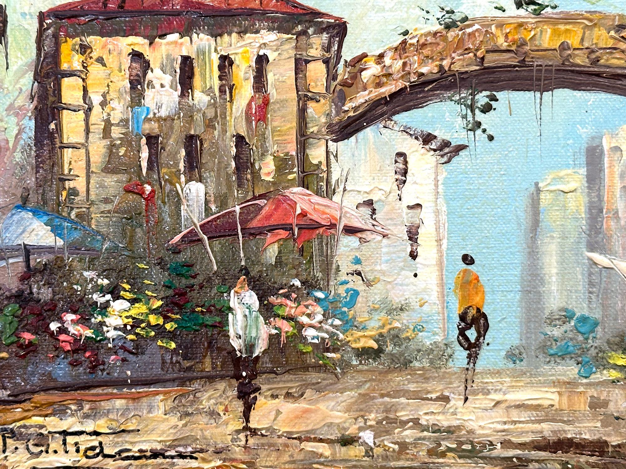 „Parisianische Stadtstraßenssszene“ Stadt- und Figurengemälde, Ölgemälde, Leinwand, Mitte des 20. Jahrhunderts (Post-Impressionismus), Painting, von P.G Tiele