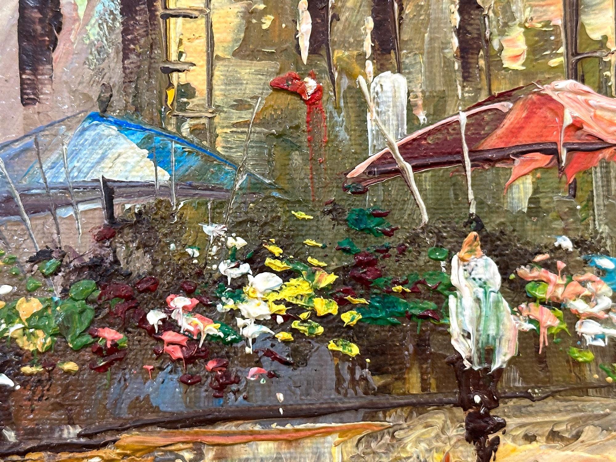 « Scène de rue de ville parisienne » Peinture à l'huile du milieu du 20e siècle en vente 5