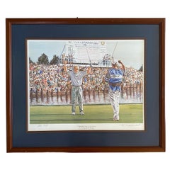 Antique PGA Golf Tournament Autographed Lithograph, Certified Sports Memorabilia