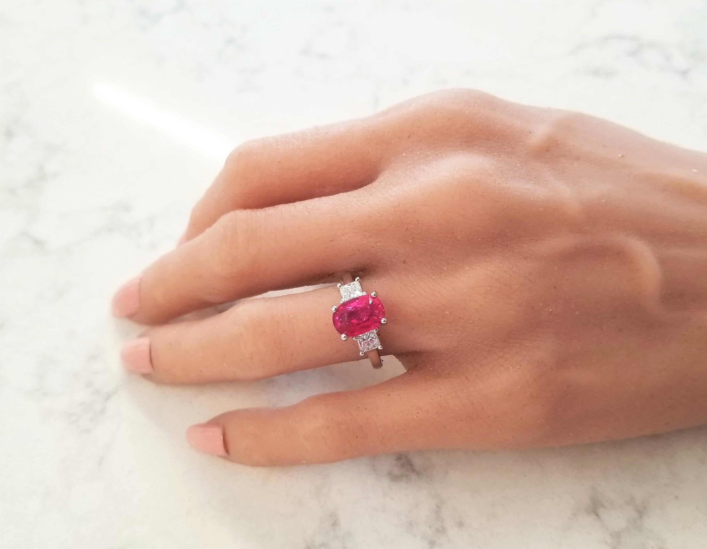 PGS Certified 3.02 Carat Cushion Cut Ruby & Diamond Cocktail Ring In 18K Gold 2