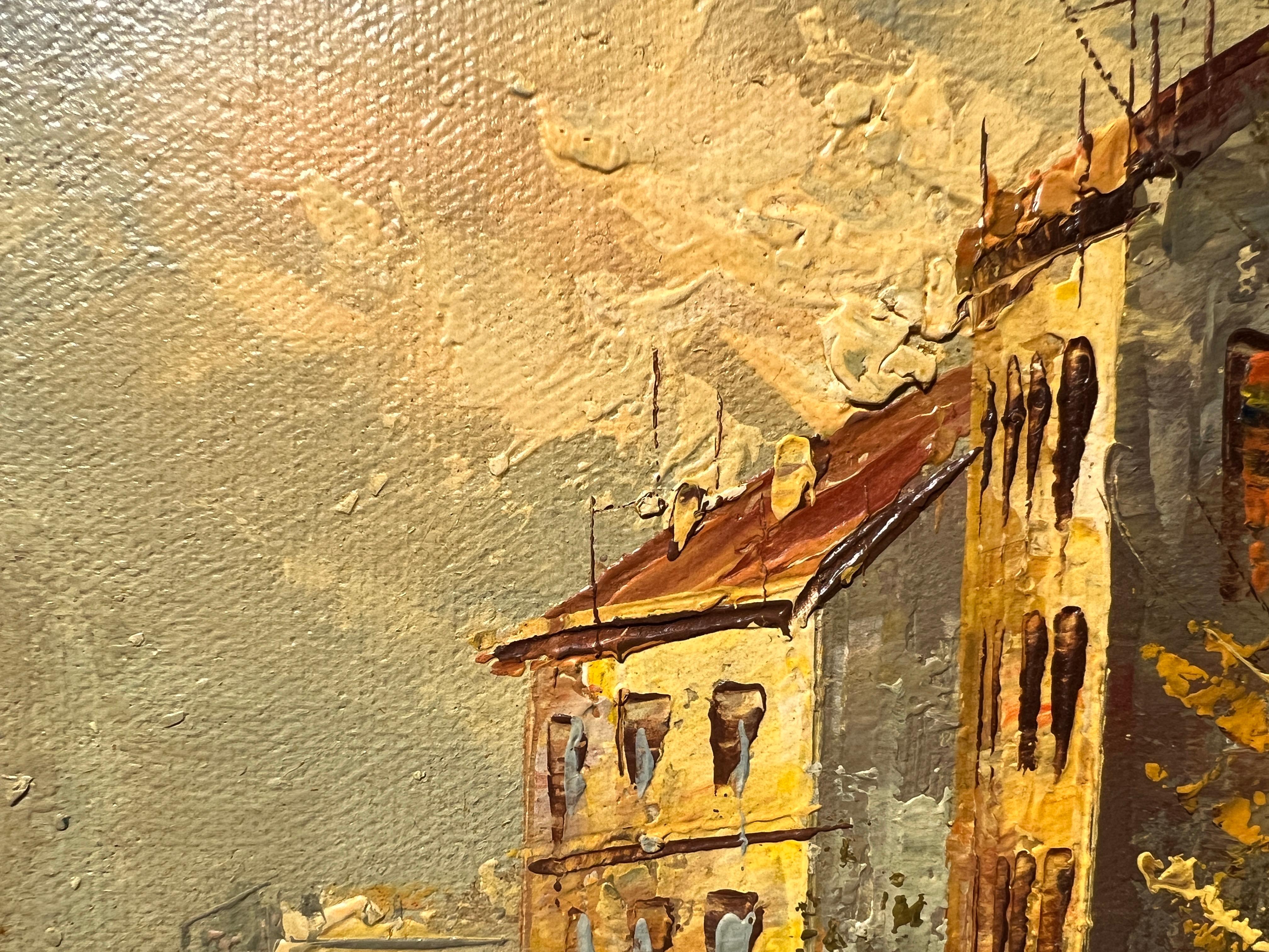 Listed Italian Artist P.G.Tiela oil painting on board Paris Street View 7