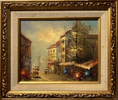 Listed Italian Artist P.G.Tiela oil painting on board Paris Street View