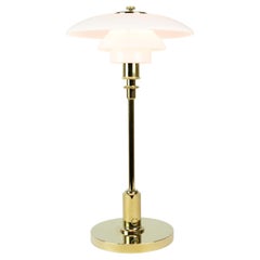 PH 2/1 Table Lamp With Opal Glass & Brass Frame By Poul Henningsen