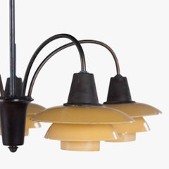 PH 2/2 - 'Bombardement' chandelier w. yellow glass shades by Poul Henningensen