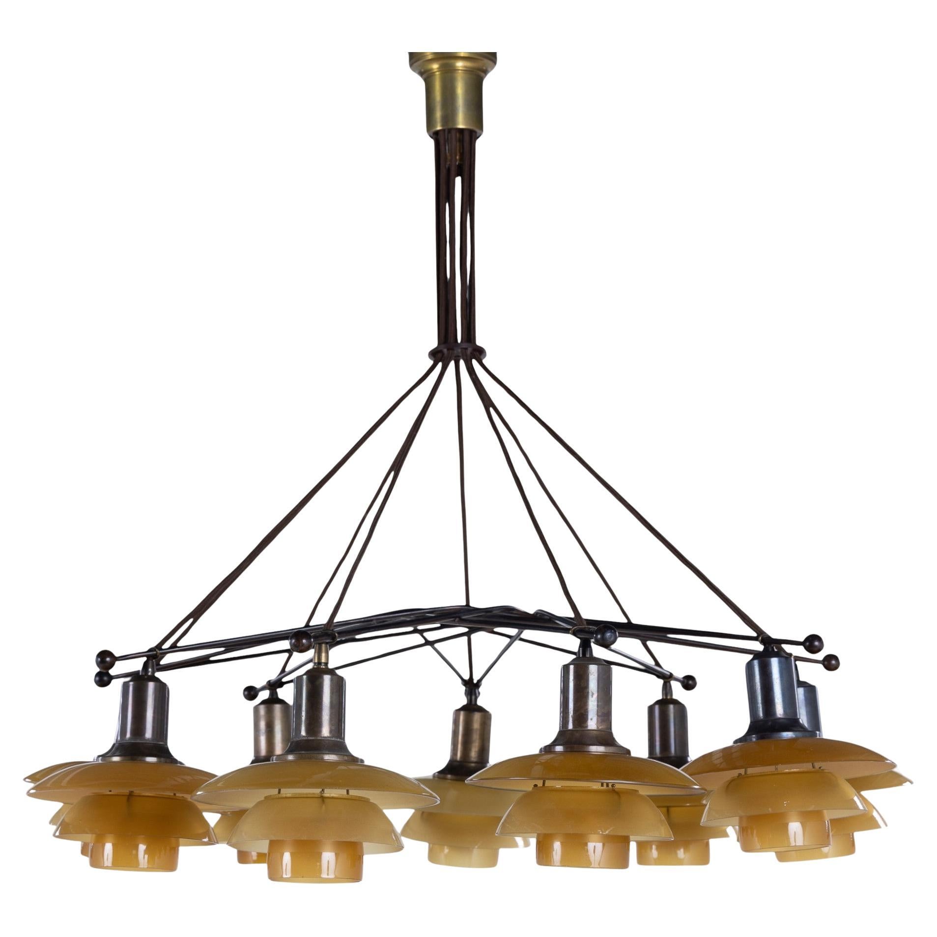 PH 2/2 - Araña "Starcrown" de latón bronceado de Poul Henningsen en venta