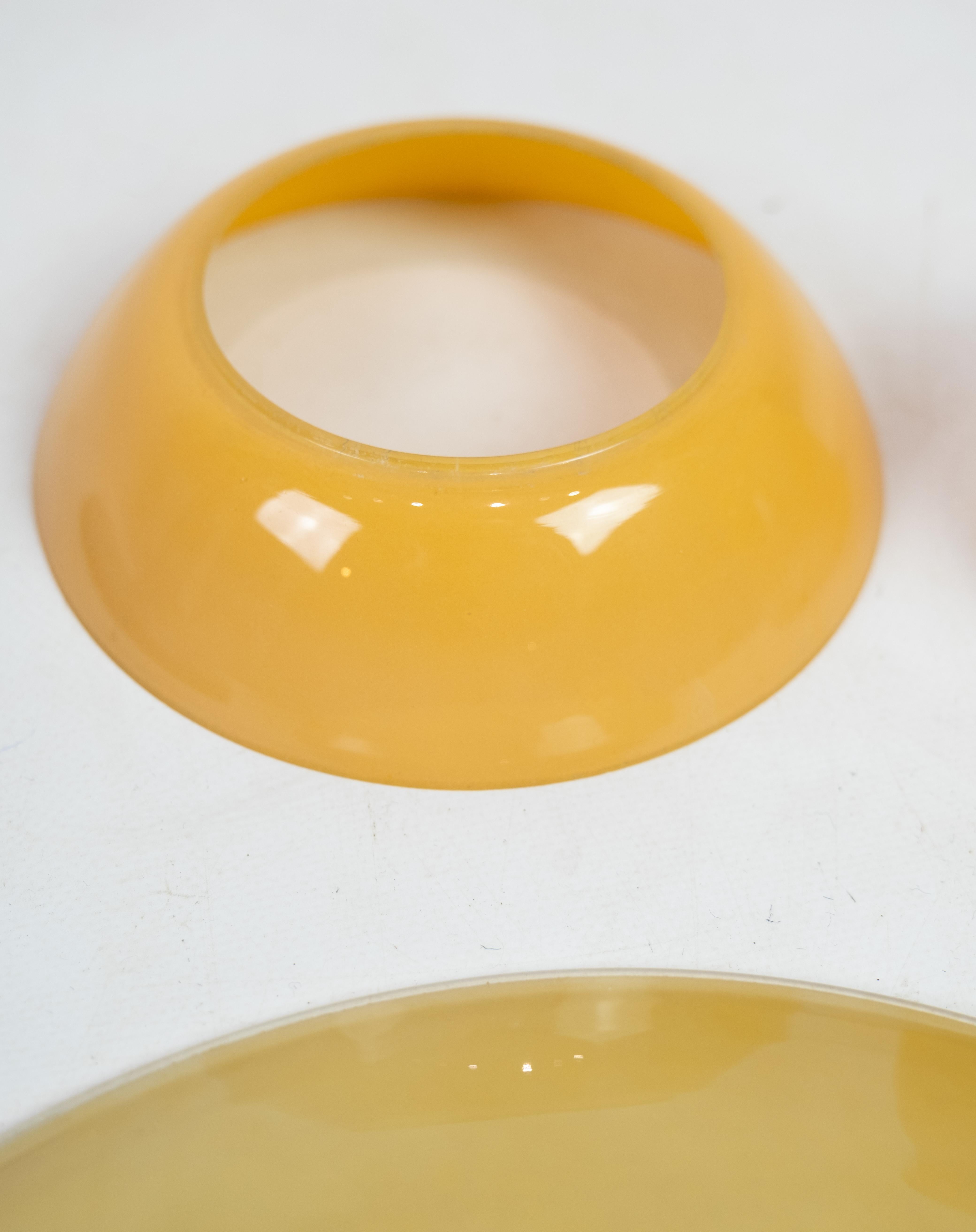 PH 3-1/2 2-1/2 Patented, Table Lamp, Metal, Yellow Matt Opal Shade, 1933 11