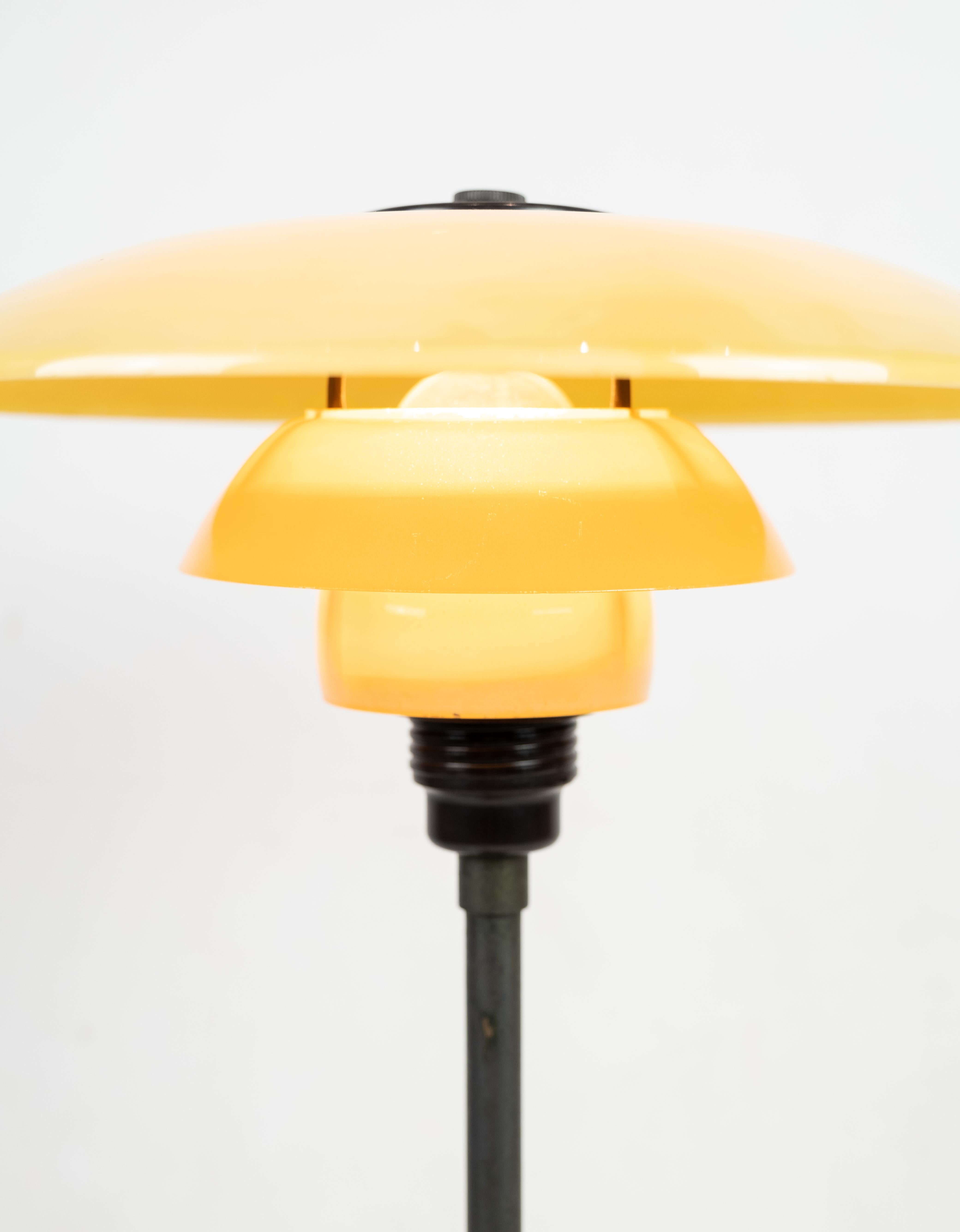 Mid-Century Modern PH 3-1/2 2-1/2 Patented, Table Lamp, Metal, Yellow Matt Opal Shade, 1933