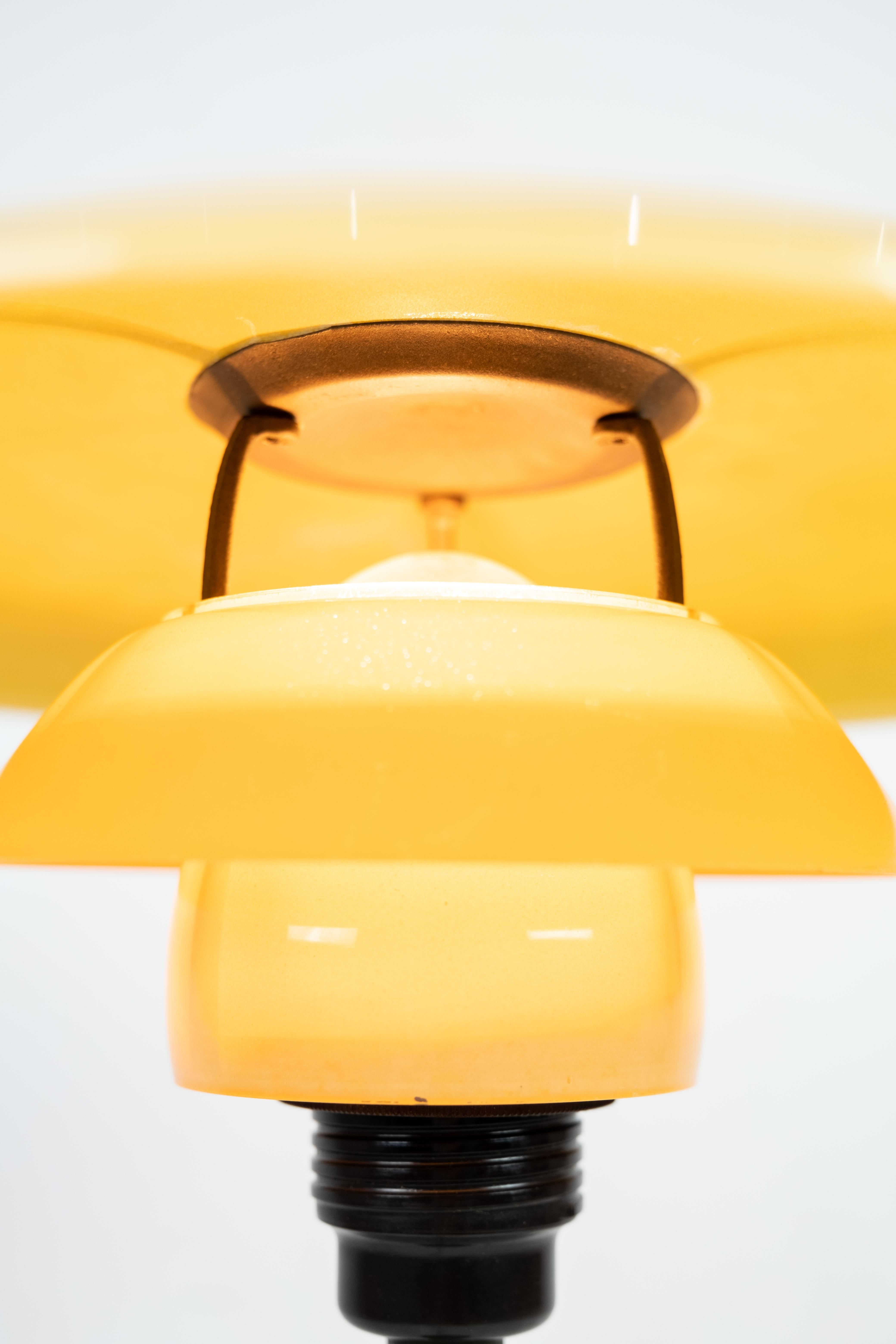 Mid-20th Century PH 3-1/2 2-1/2 Patented, Table Lamp, Metal, Yellow Matt Opal Shade, 1933