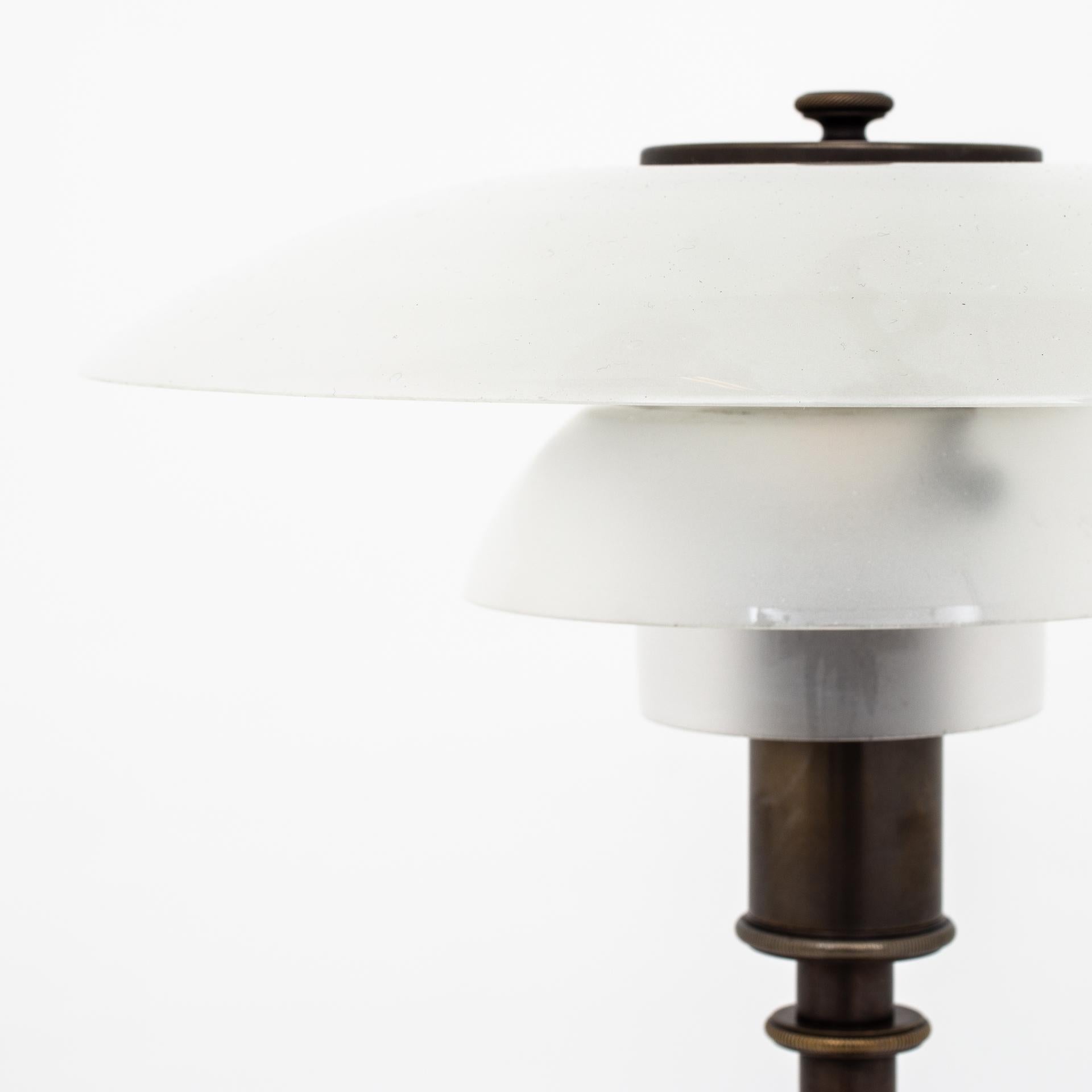 Patinated Ph 3/2 Table Lamp by Poul Henningsen