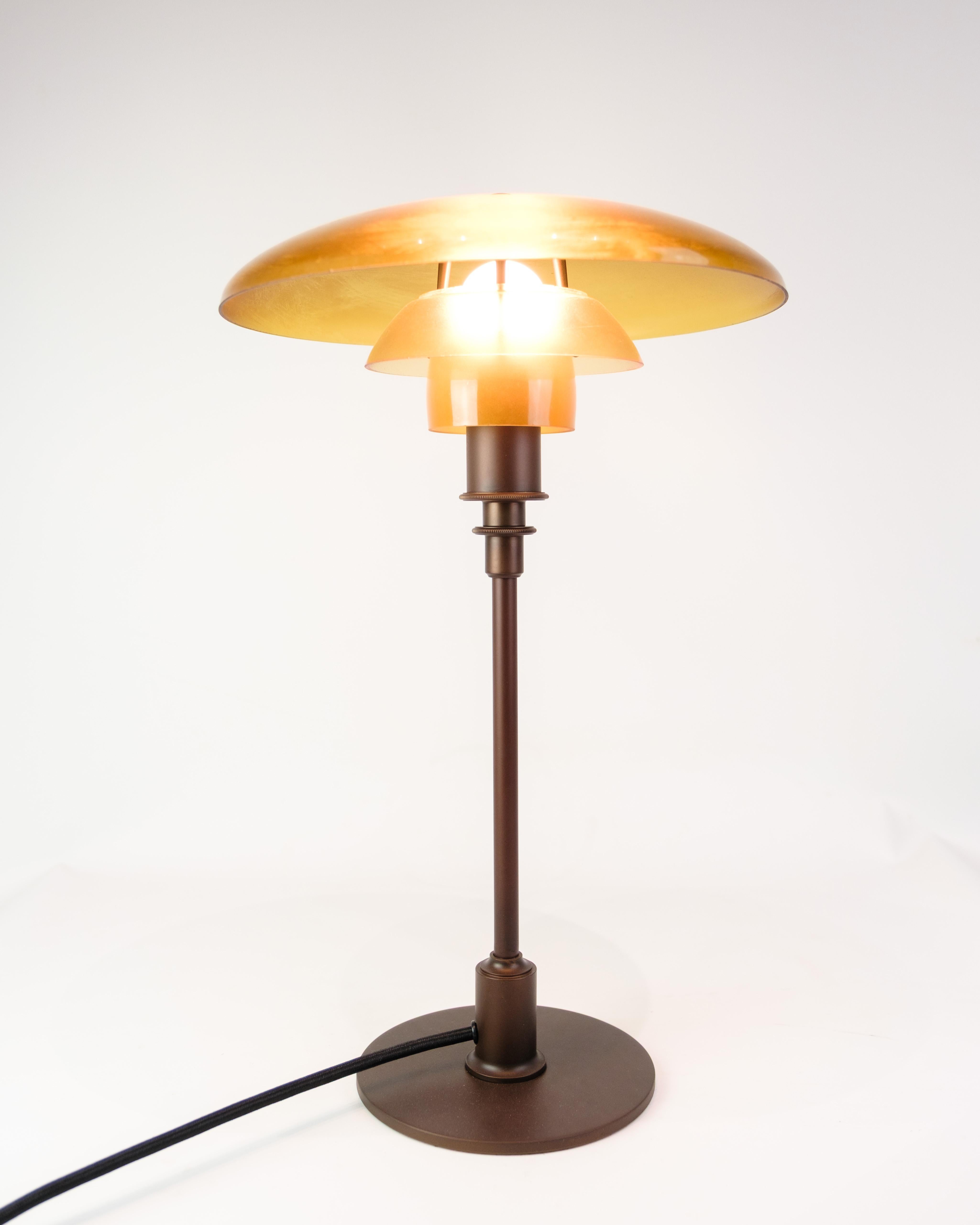 Mid-Century Modern Lampe à poser PH 3 2 avec abat-jour ambre Par Poul Henningsen pour Louis Poulsen en vente
