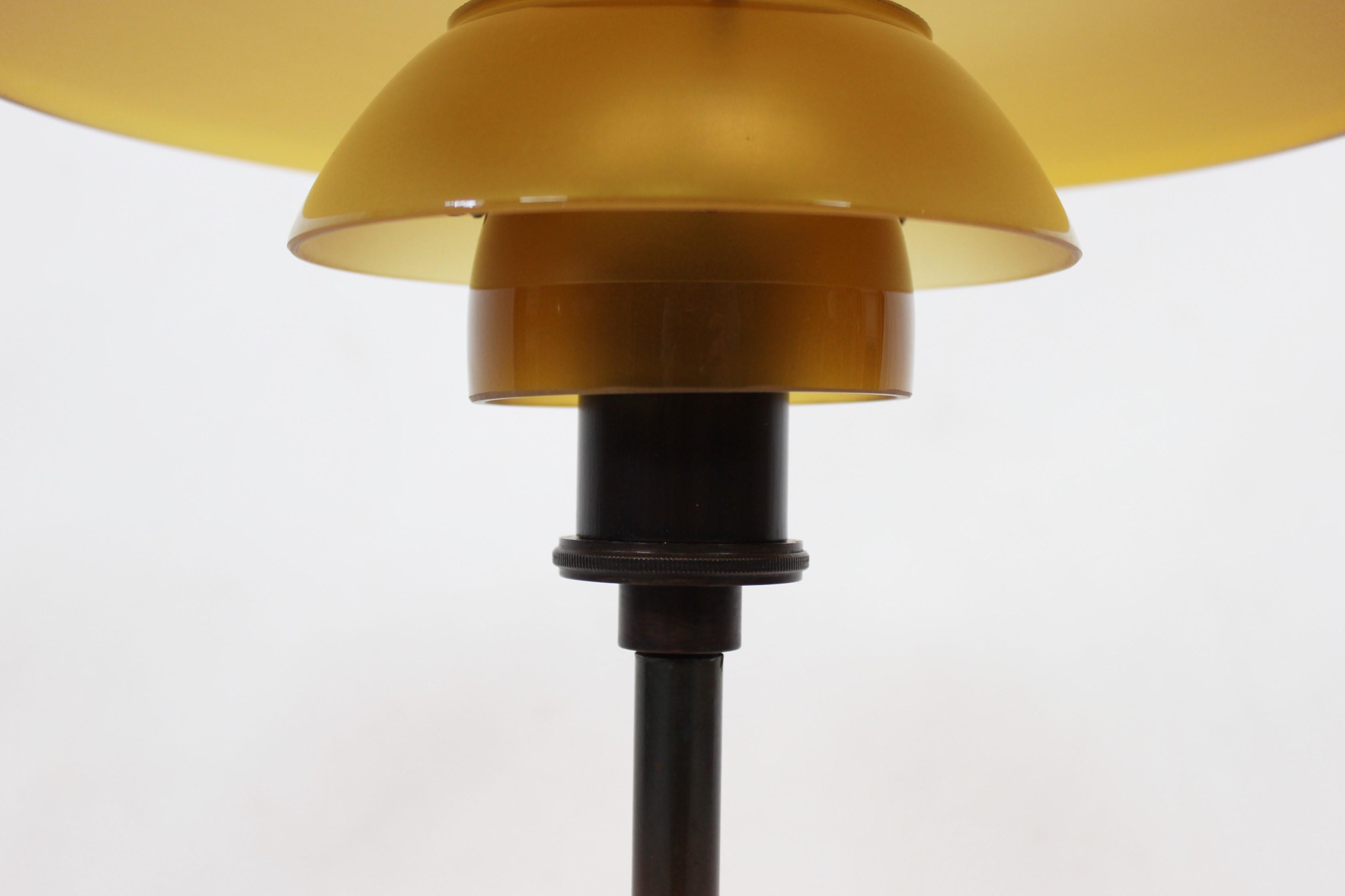 Burnished PH 3/2 Tablelamp with Shades of Amber Colored Glass, 1930s