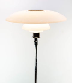 Ph 4 1/2-3 1/2 Floor Lamp of Chrome with Shades of Opaline Glass