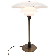 PH 4/2½ Table Lamp With White Opal Glass & Burnished Brass By Poul Henningsen