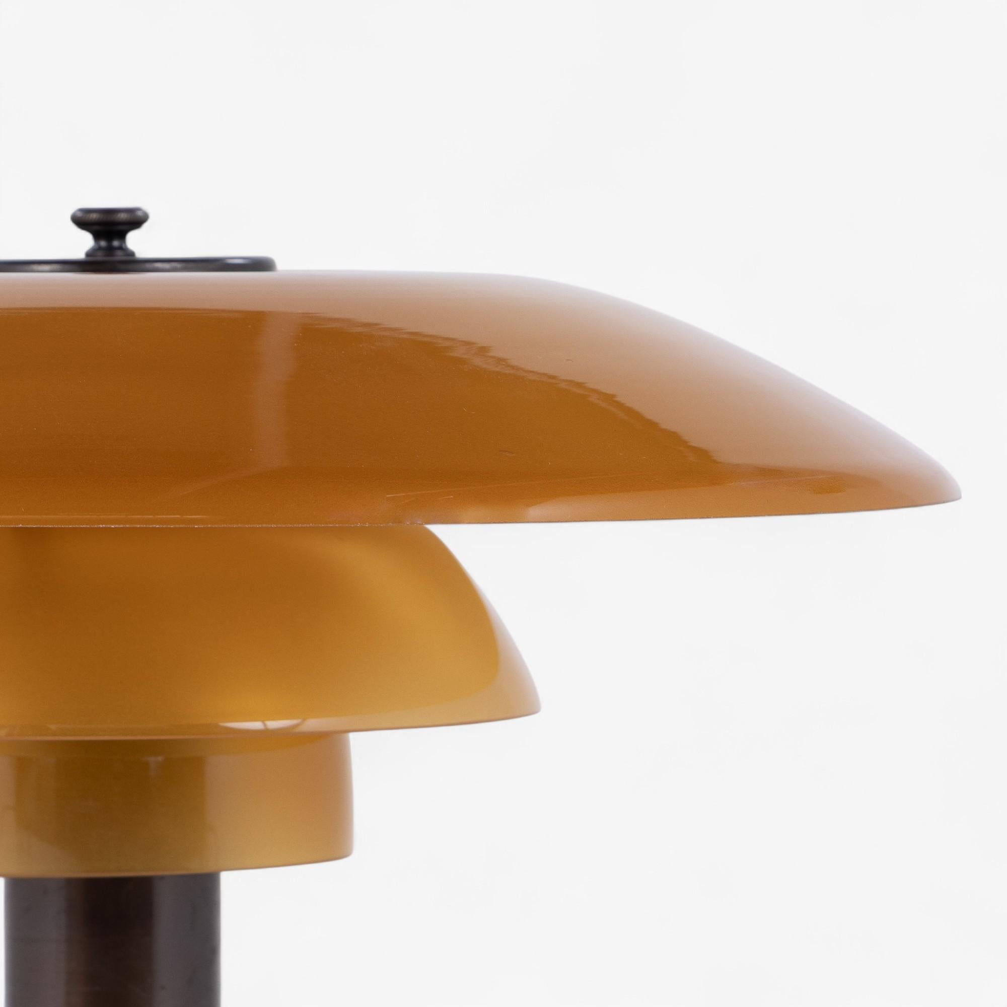 PH 4/3 - Table lamp with amber glass shades and old switch. Stamped 'PAT. APPL.'
