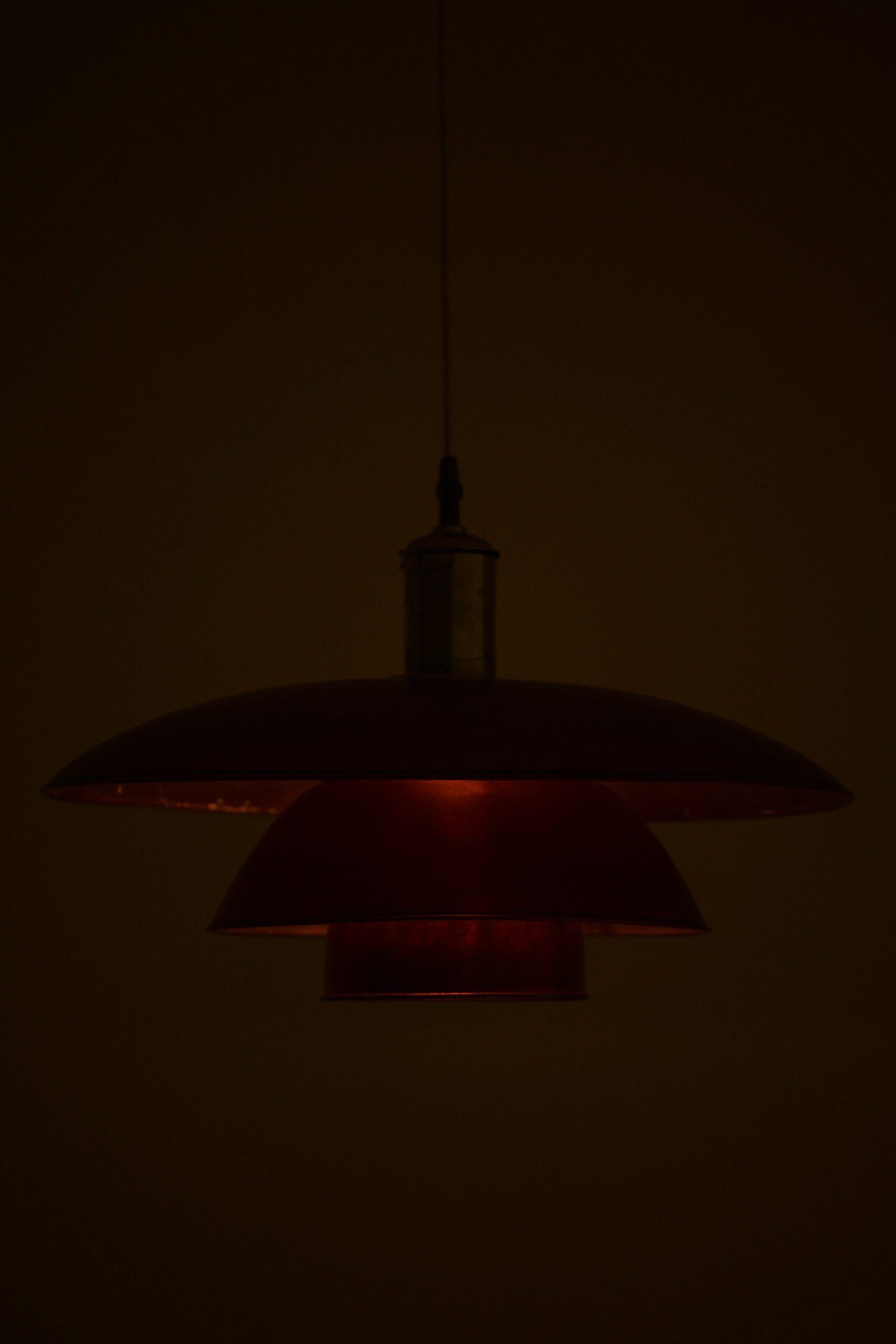 PH-5/5 Ceiling Lamp in Copper and Nickel by Poul Henningsen, 1940s For Sale 5