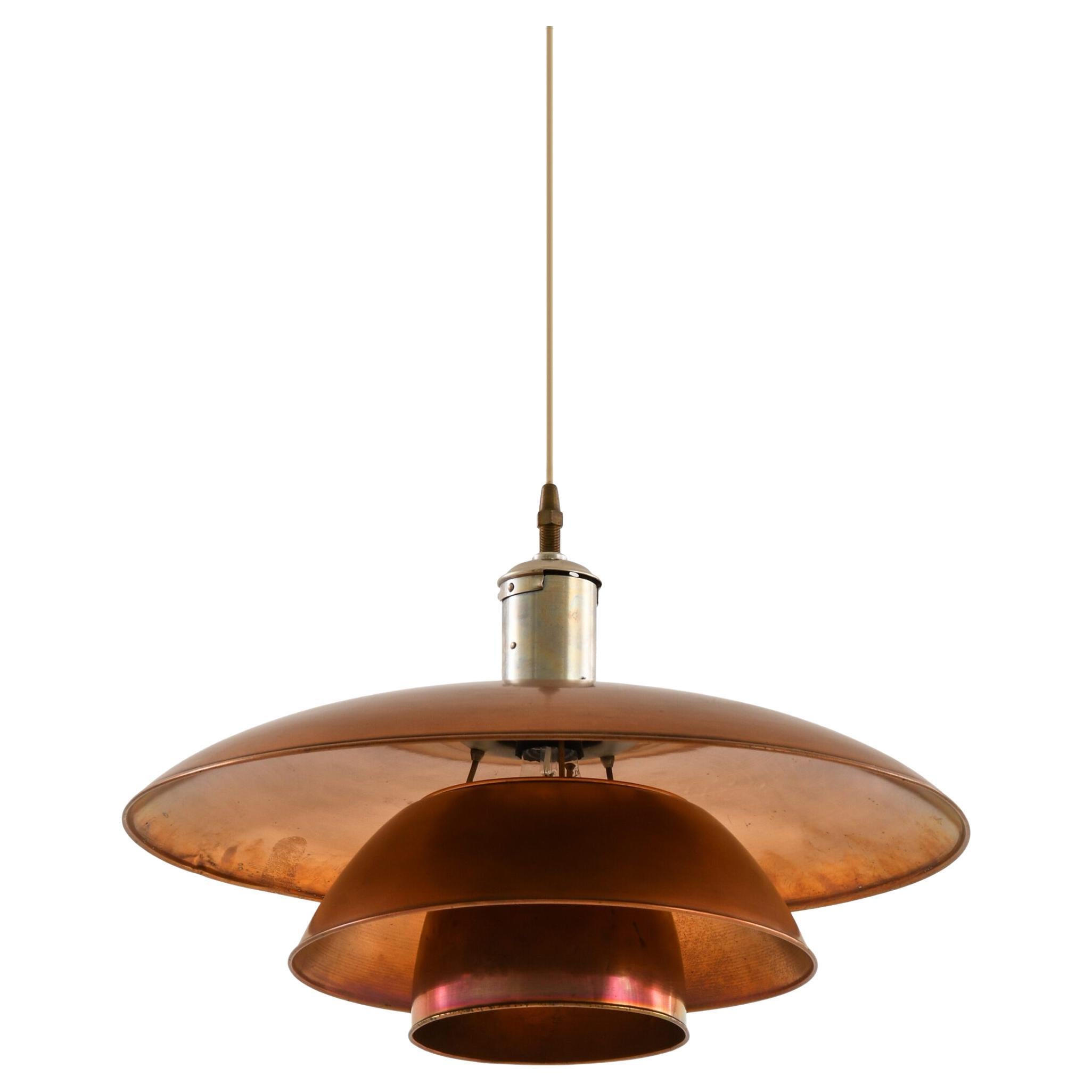 PH-5/5 Ceiling Lamp in Copper and Nickel by Poul Henningsen, 1940s For Sale