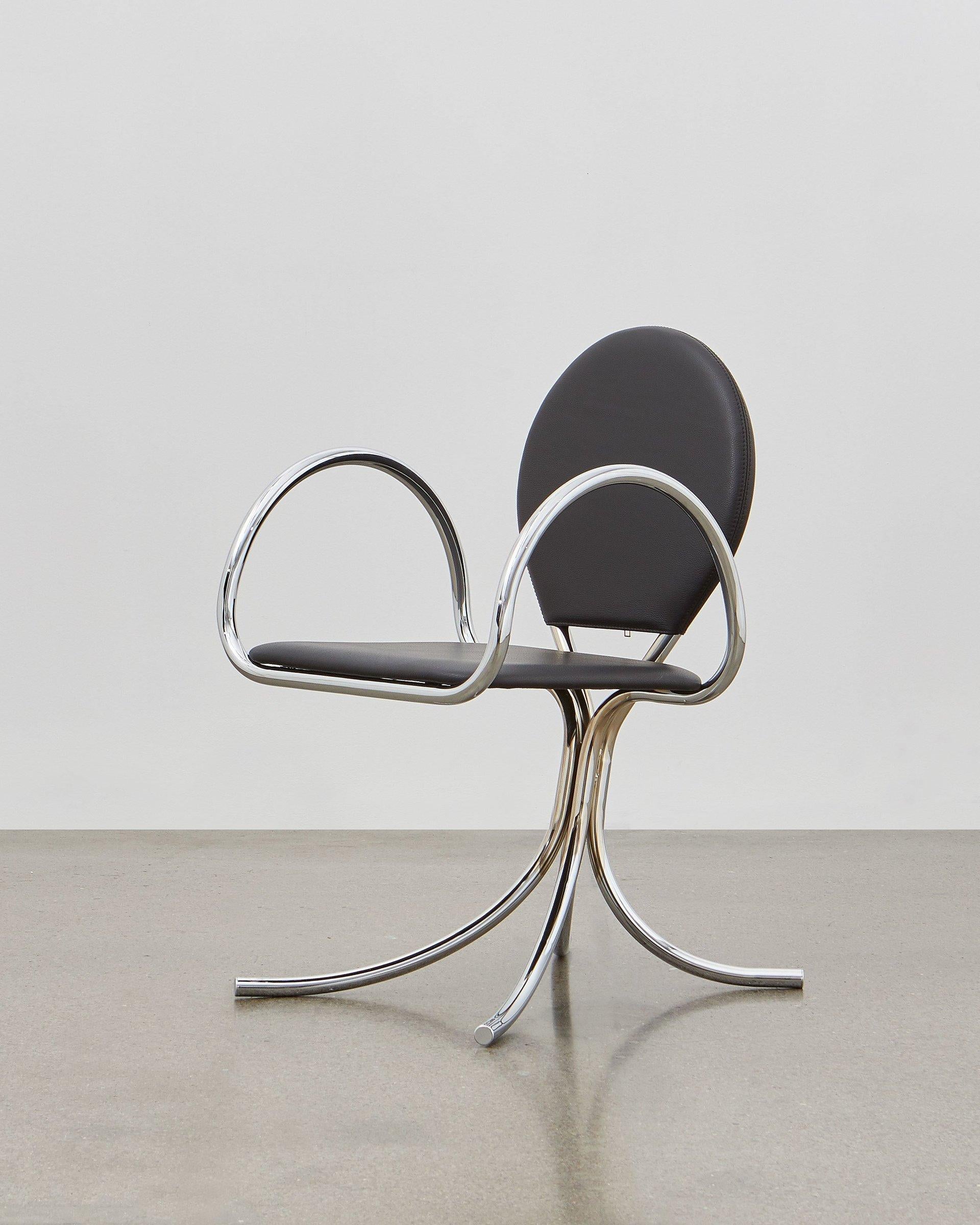 Danish PH Armchair, Chrome, Leather Extreme Black For Sale