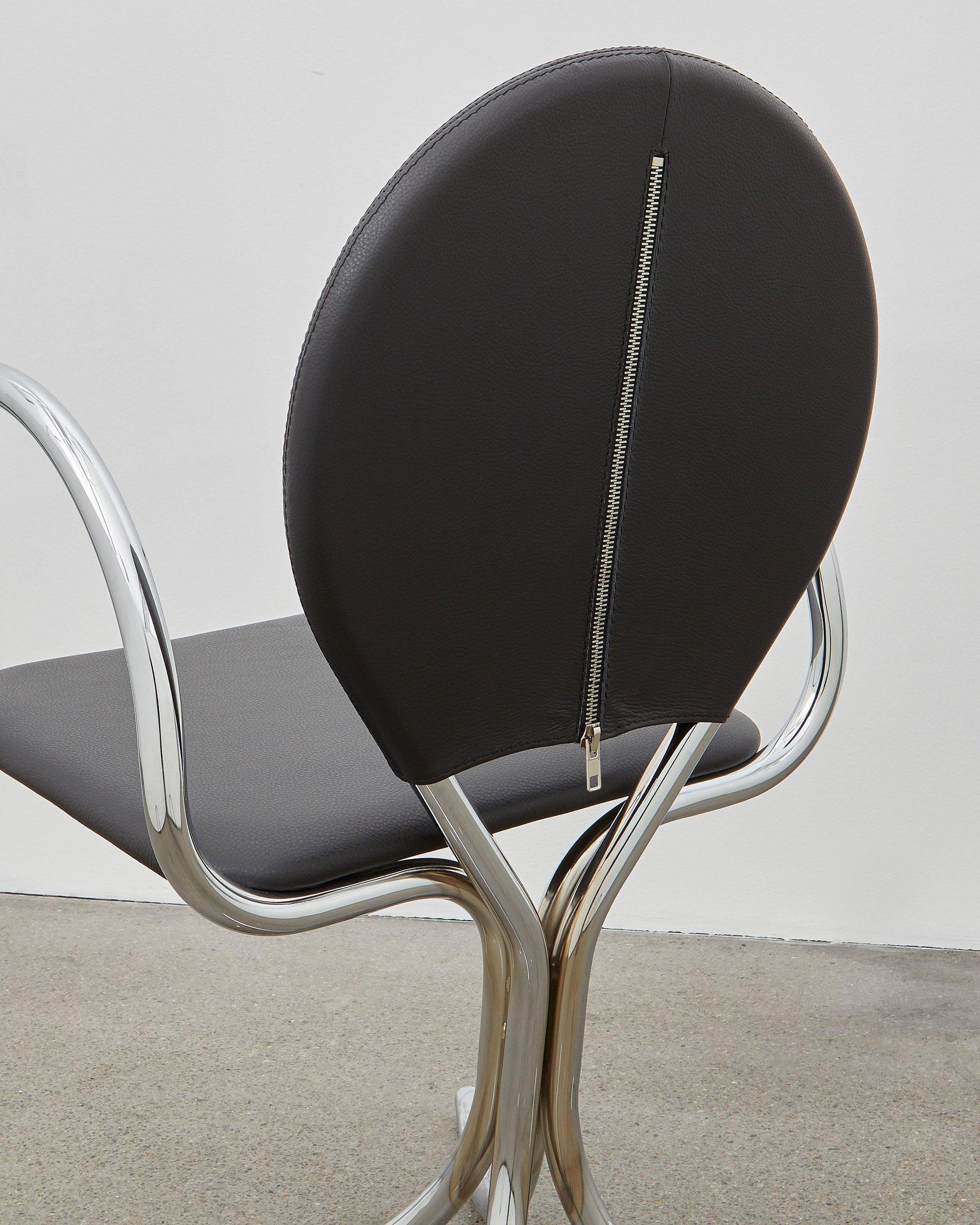 PH Armchair, Chrome, Leather Extreme Black In New Condition For Sale In Copenhagen, DK